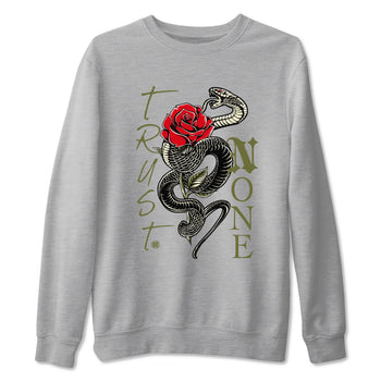 1s Travis Scott Medium Olive shirts to match jordans Trust None sneaker match tees Air Jordan 1 Travis Scott Medium Olive SNRT Sneaker Release Tees unisex cotton Heather Grey 2 crew neck shirts