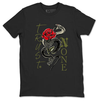 1s Travis Scott Medium Olive shirts to match jordans Trust None sneaker match tees Air Jordan 1 Travis Scott Medium Olive SNRT Sneaker Release Tees unisex cotton Black 2 crew neck shirts