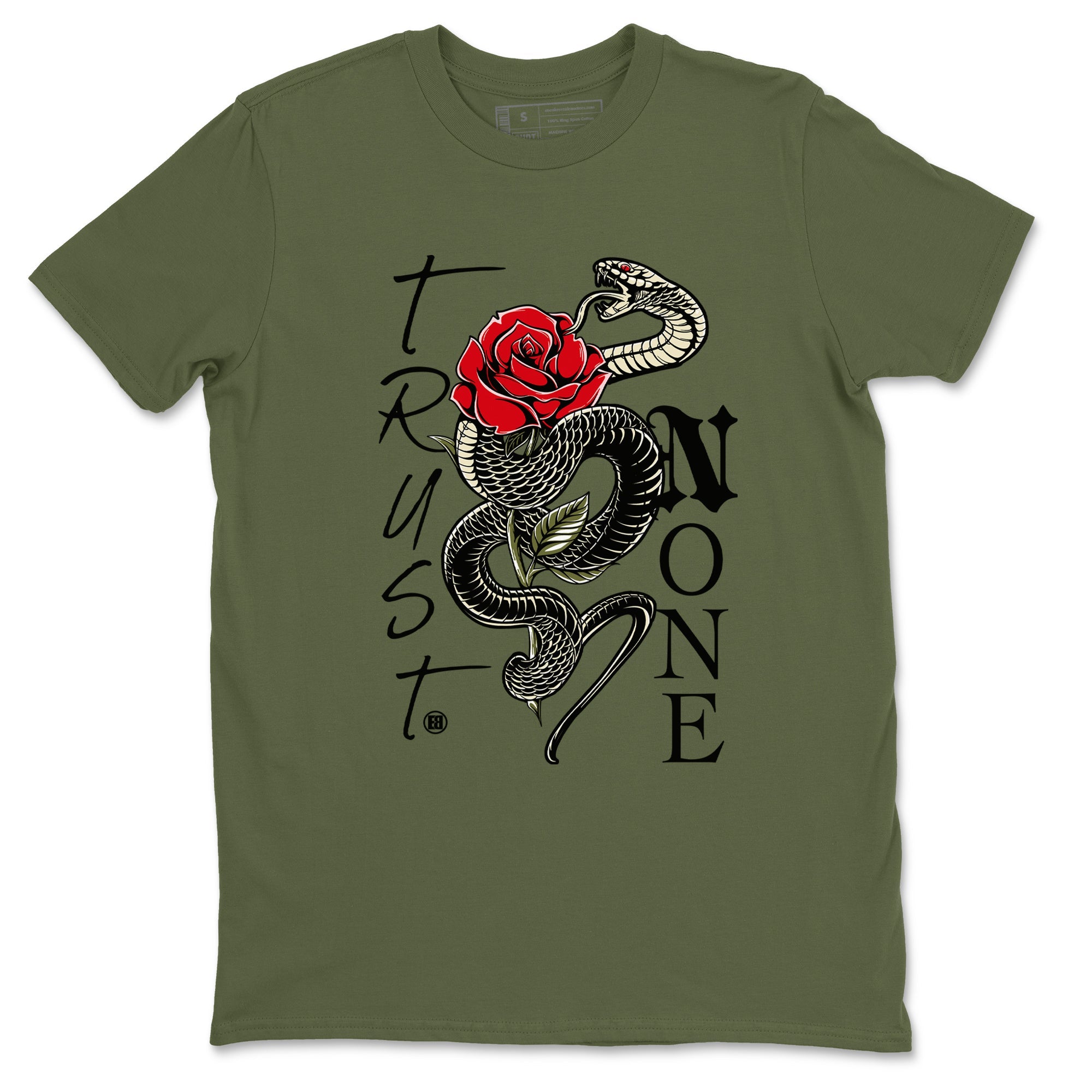 1s Travis Scott Medium Olive shirts to match jordans Trust None sneaker match tees Air Jordan 1 Travis Scott Medium Olive SNRT Sneaker Release Tees unisex cotton Military Green 2 crew neck shirts