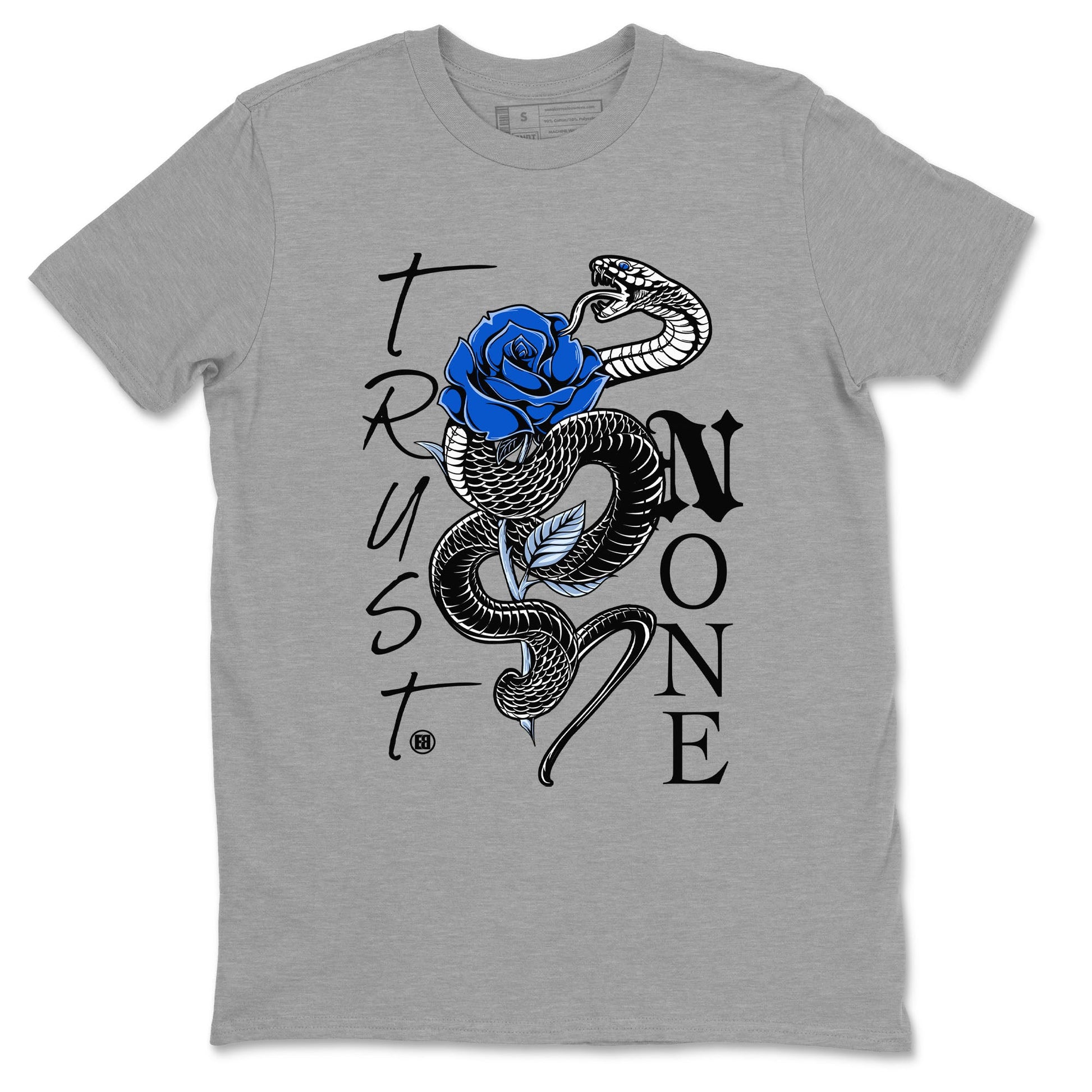 AJ11 Black and Varsity Royal shirt to match jordans Trust None sneaker tees Air Jordan 11 Black and Varsity Royal SNRT Sneaker Release Tees unisex cotton Heather Grey 2 crew neck shirt