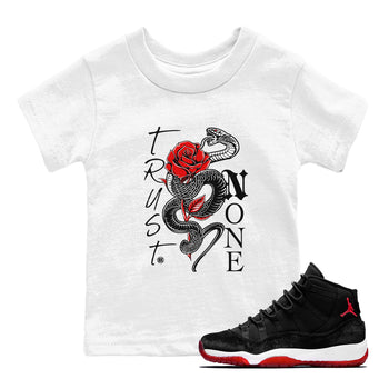 11s Bred Velvet shirts to match jordans Trust None sneaker match tees Air Jordan 11 Bred Velvet SNRT Sneaker Tees streetwear brand Baby and Youth White 1 cotton tee