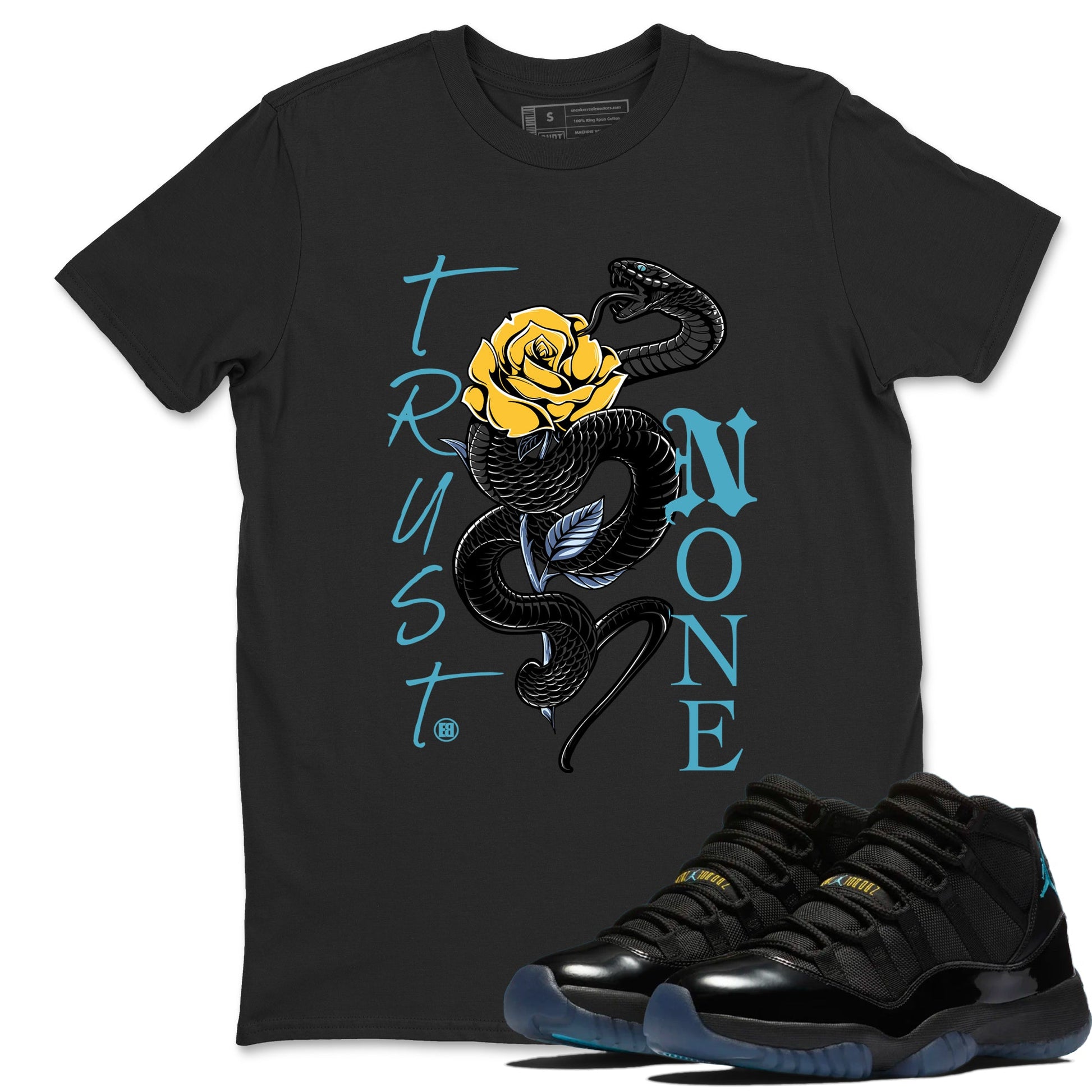 Sneaker match tees – Sneaker Tees To Match Air Jordan 11 Gamma Shoes – Trust None Tee Black 1
