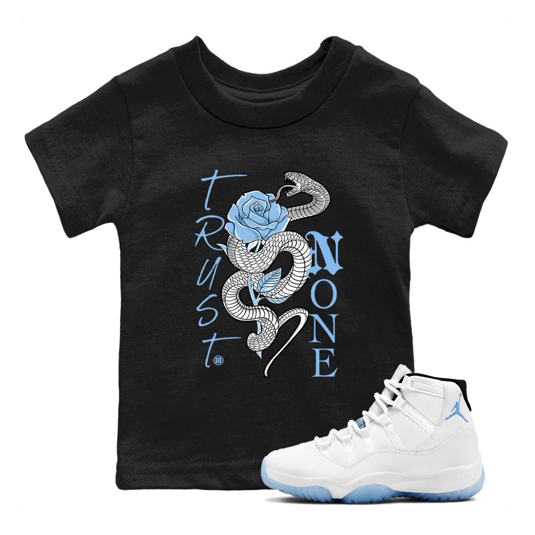 AJ11 Retro Legend Blue shirts to match jordans Trust None best t shirts to wear with jordans 11s Legend Blue match shoes to clothes SNRT Sneaker Tees Youth Baby Black 1 tee