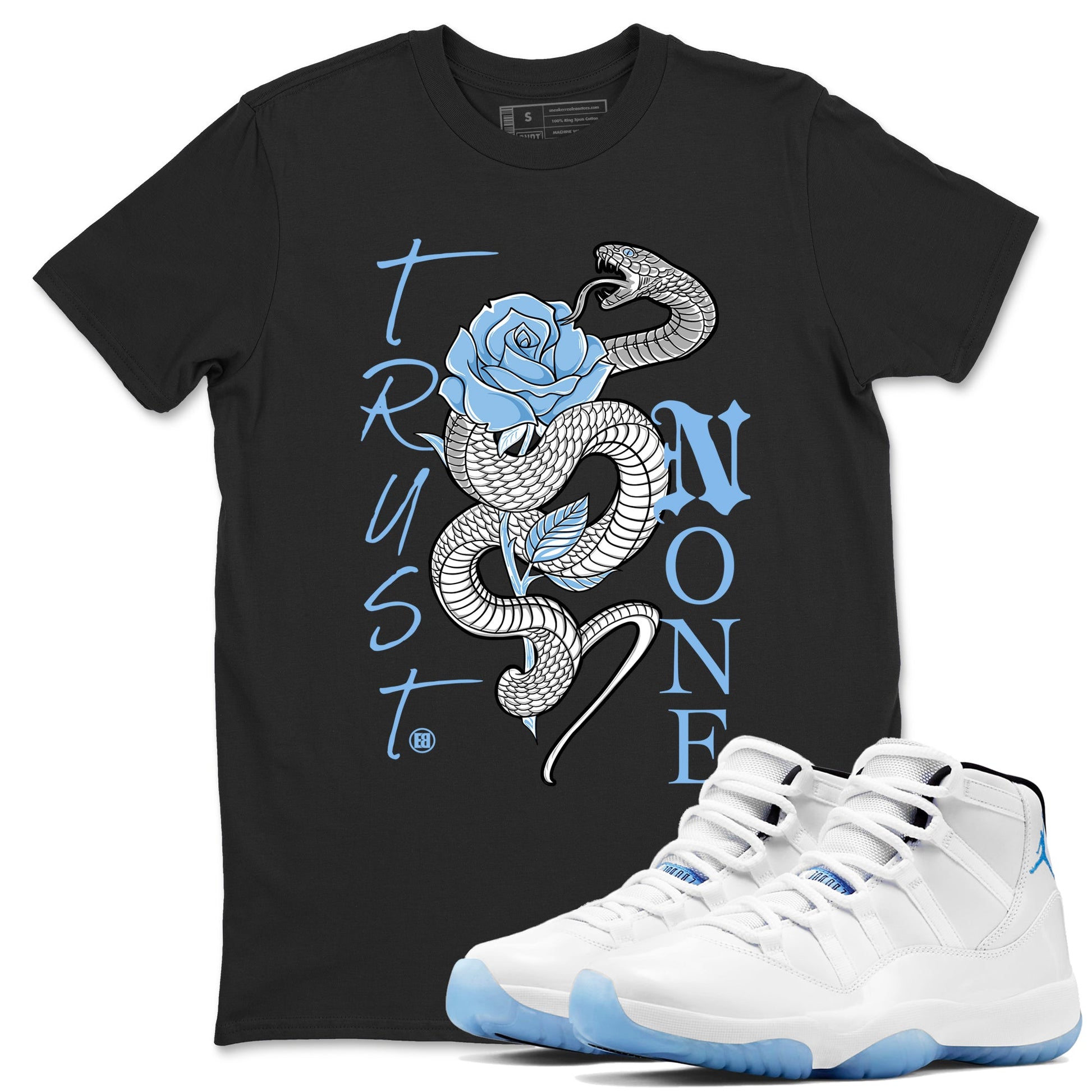 AJ11 Retro Legend Blue shirts to match jordans Trust None best t shirts to wear with jordans 11s Legend Blue match shoes to clothes SNRT Sneaker Tees unisex cotton Black 1 shirts