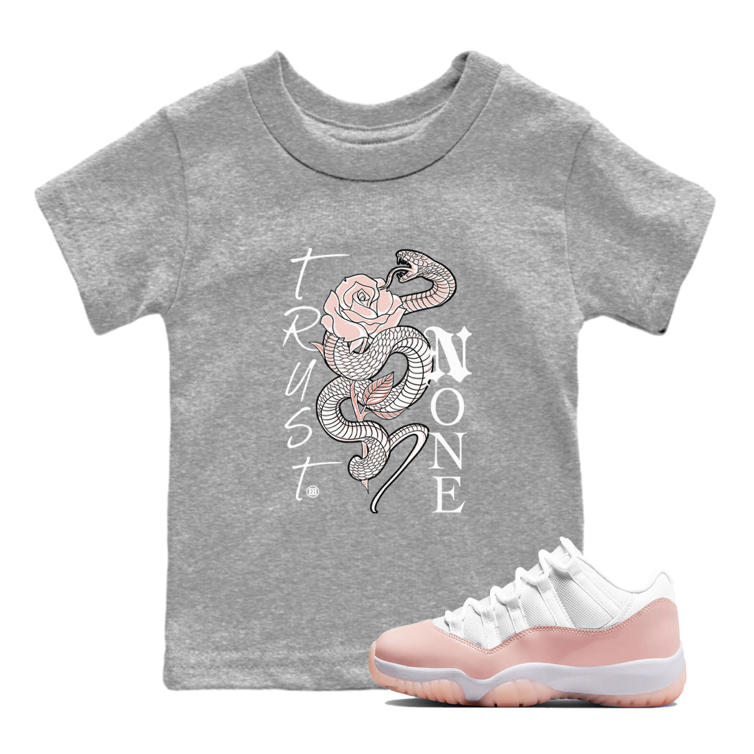AJ11 Legend Pink shirts to match jordans Trust None sneaker match tees Air Jordan 11 Legend Pink SNRT Sneaker Tees streetwear brand Baby and Youth Heather Grey 1 cotton tee