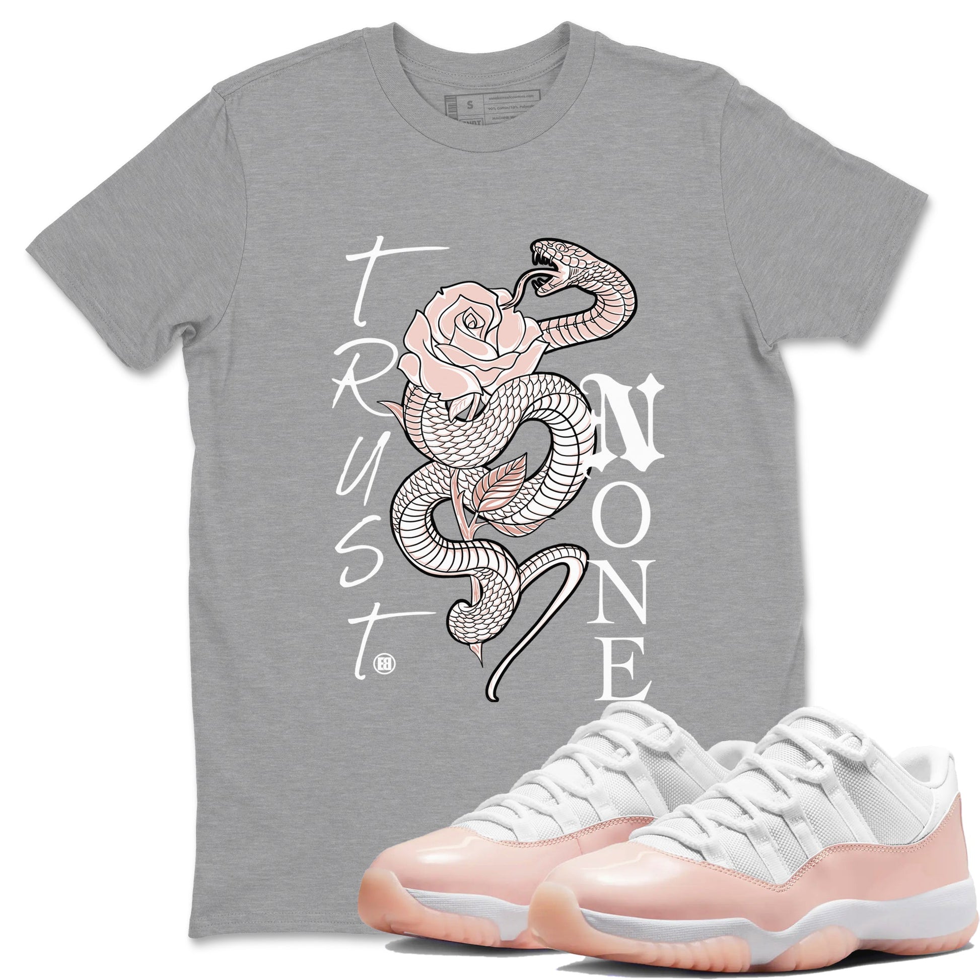 AJ11 Legend Pink shirts to match jordans Trust None sneaker match tees Air Jordan 11 Legend Pink SNRT Sneaker Tees streetwear brand Heather Grey 1 unisex cotton tee