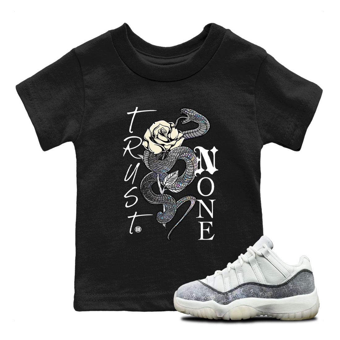 Jordan 11 Low Snake shirts to match jordans Trust None sneaker match tees Air Jordan 11 Year Of The Snake best t shirts to wear with jordans SNRT Sneaker Tees Youth Baby Black 1 tee