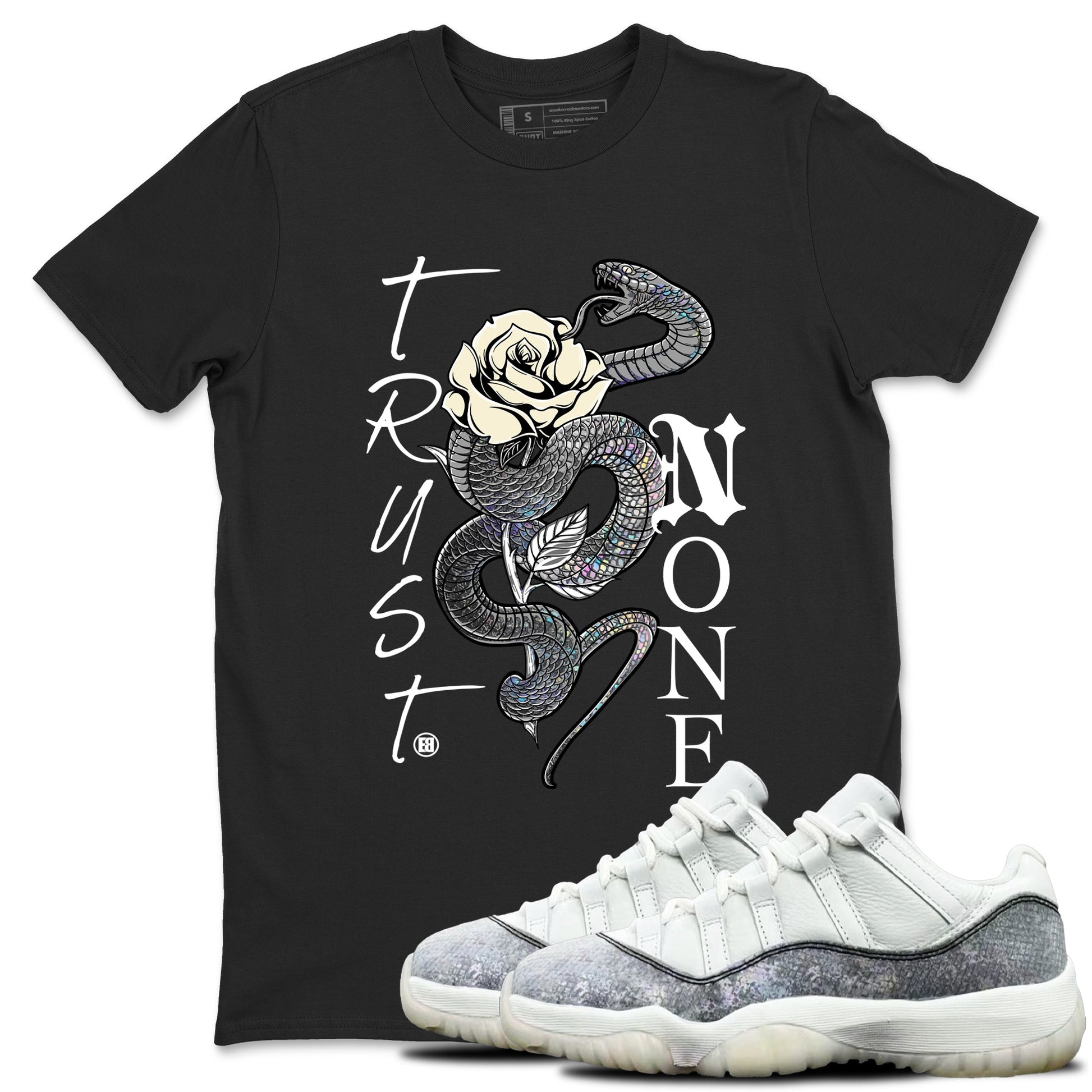 Jordan 11 Low Snake shirts to match jordans Trust None sneaker match tees Air Jordan 11 Year Of The Snake best t shirts to wear with jordans SNRT Sneaker Tees unisex cotton Black 1 shirts