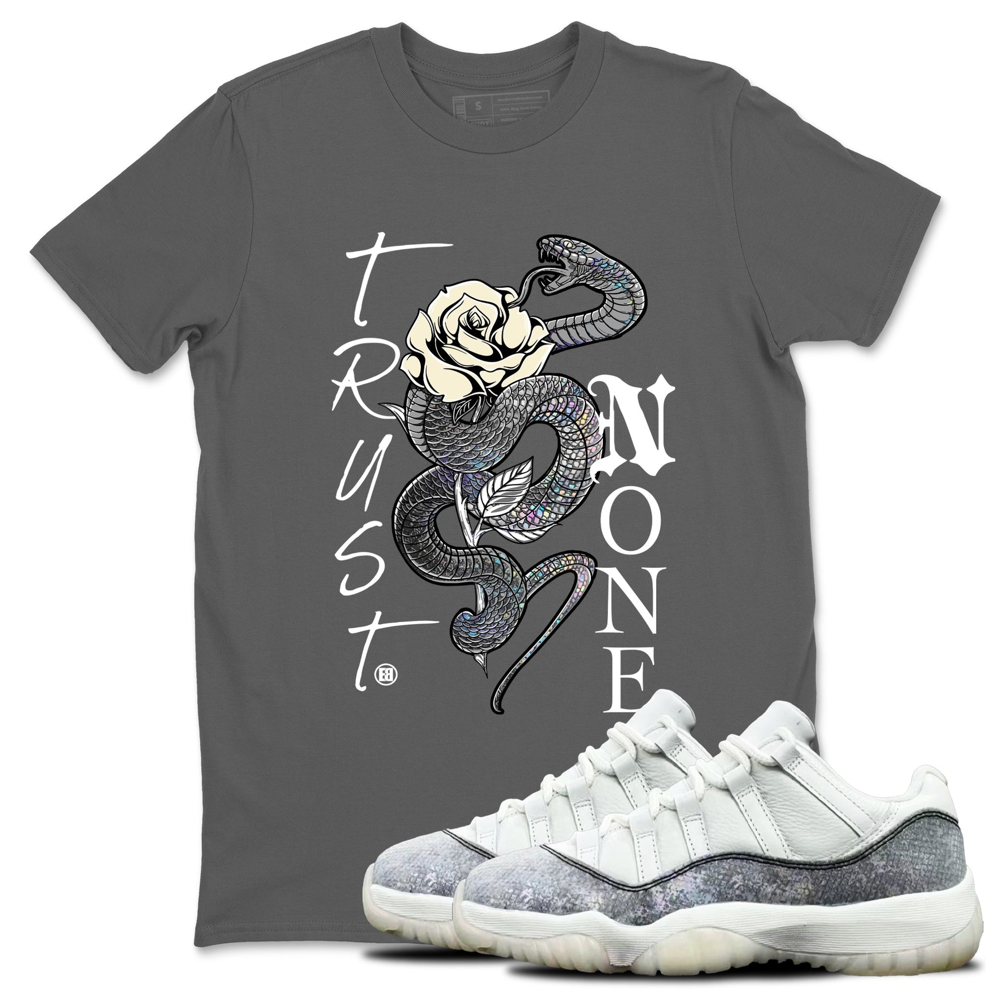 Jordan 11 Low Snake shirts to match jordans Trust None sneaker match tees Air Jordan 11 Year Of The Snake best t shirts to wear with jordans SNRT Sneaker Tees unisex cotton Cool Grey 1 shirts