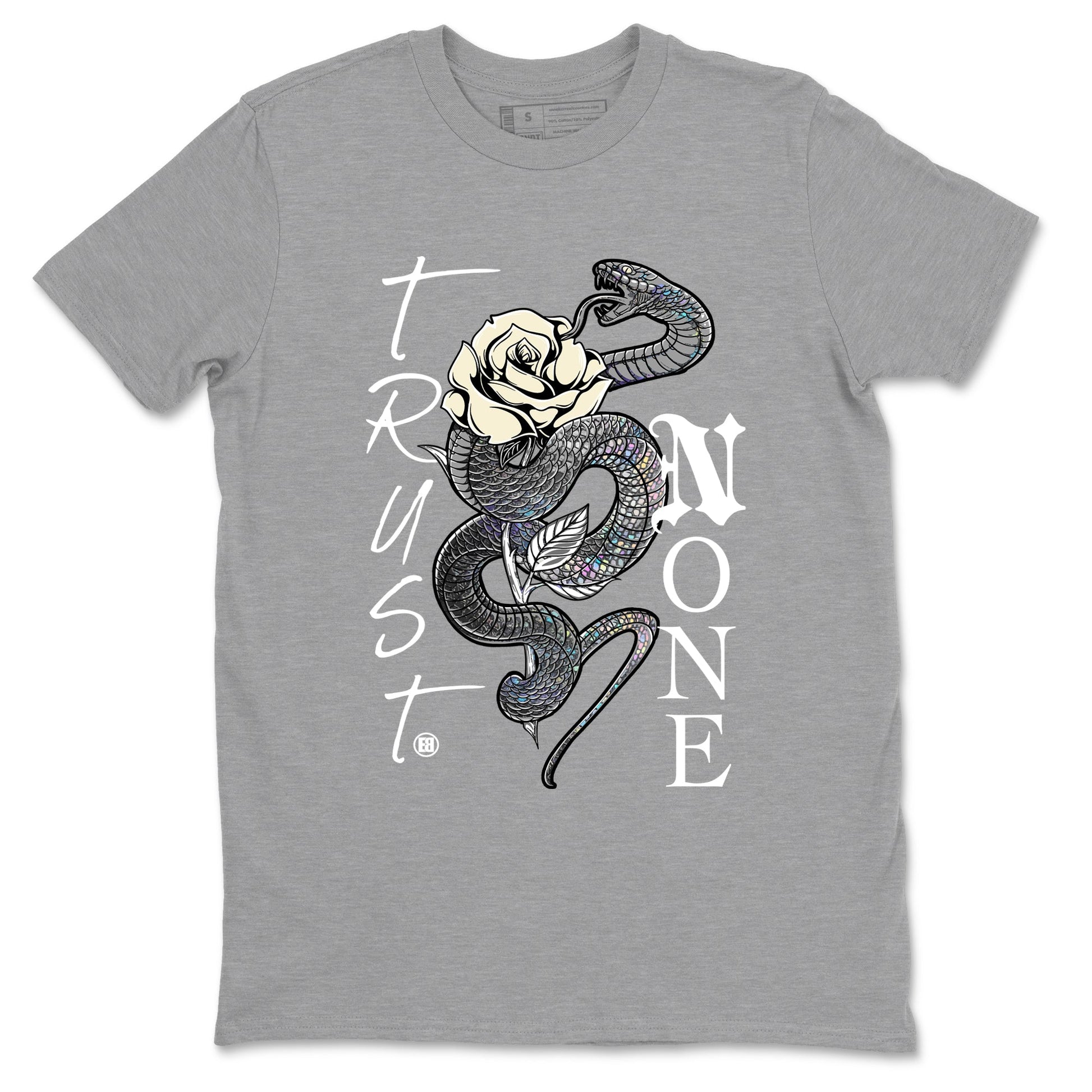 Jordan 11 Low Snake shirts to match jordans Trust None sneaker match tees Air Jordan 11 Year Of The Snake best t shirts to wear with jordans SNRT Sneaker Tees unisex cotton Heather Grey 2 shirts