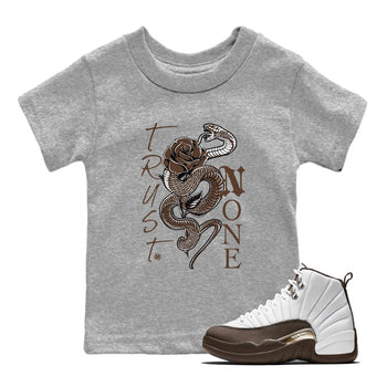 12s Baroque Brown shirts to match jordans Trust None sneaker match tees Air Jordan 12 Baroque Brown match shoes to clothes SNRT Sneaker Tees Youth Baby Heather Grey 1 tee