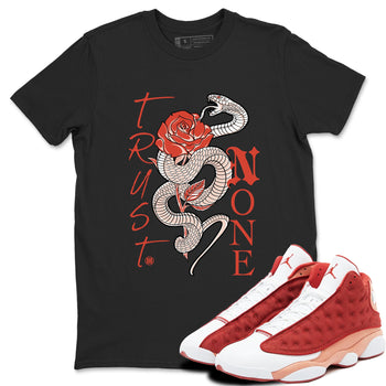 13s Dune Red shirts to match jordans Trust None sneaker match tees Air Jordan 13 Dune Red SNRT Sneaker Tees streetwear brand Black 1 unisex cotton tee