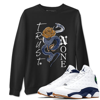 13s Midnight Navy shirts to match jordans Trust None sneaker match tees Air Jordan 13 Midnight Navy SNRT Sneaker Release Tees unisex cotton Black 1 crew neck shirts