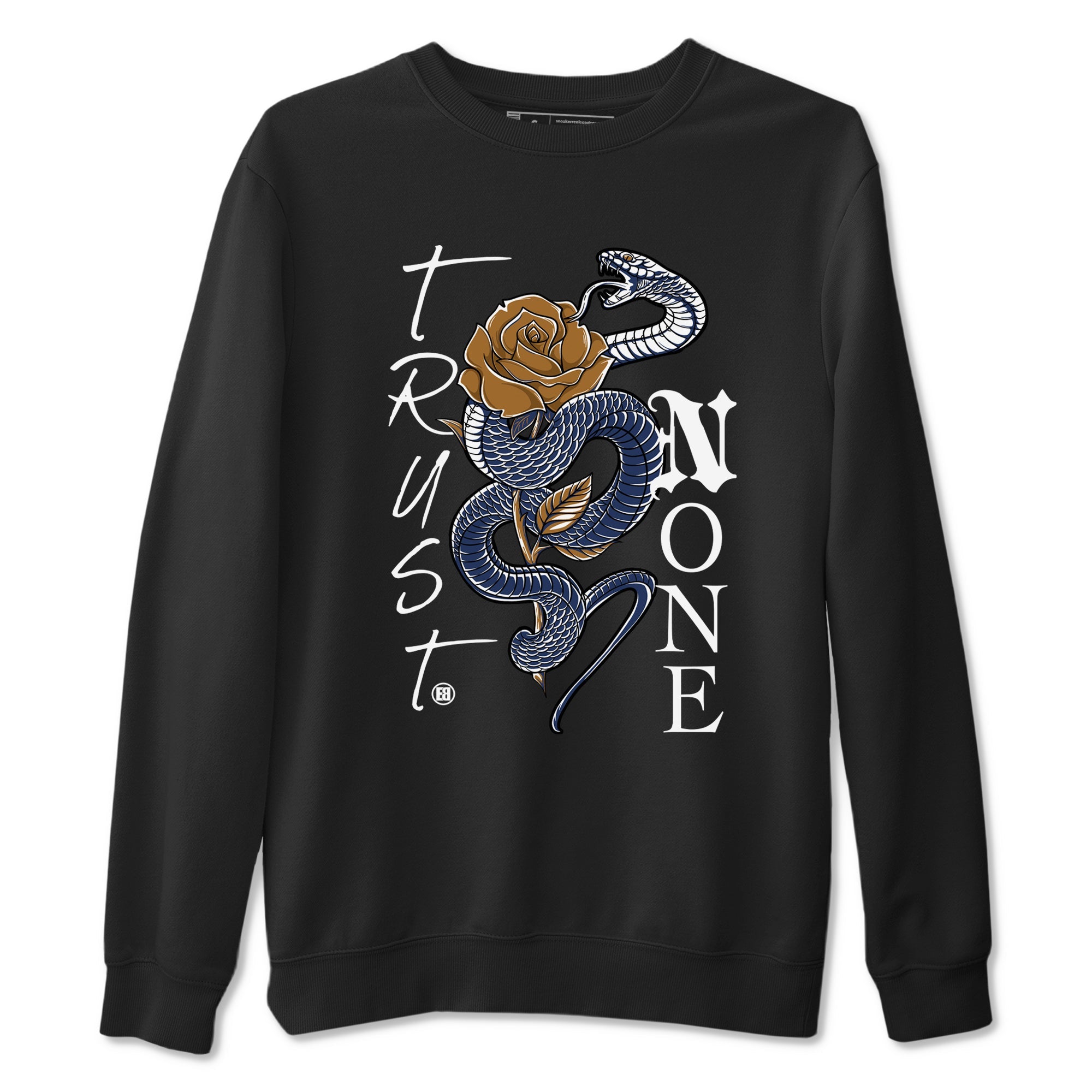 13s Midnight Navy shirts to match jordans Trust None sneaker match tees Air Jordan 13 Midnight Navy SNRT Sneaker Release Tees unisex cotton Black 2 crew neck shirts