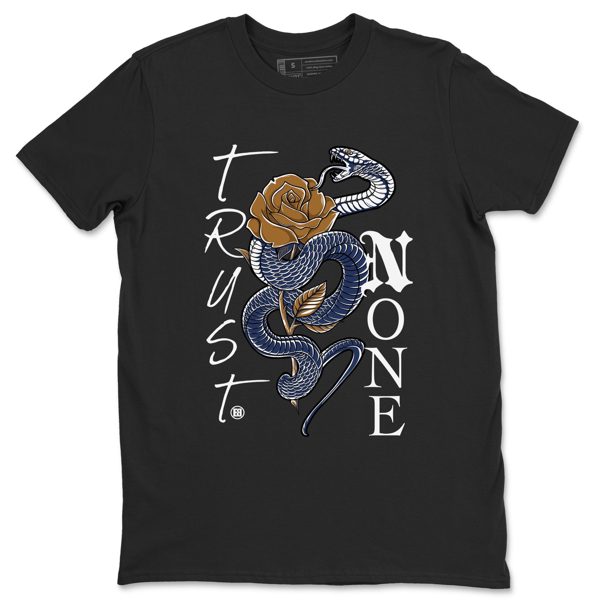 13s Midnight Navy shirts to match jordans Trust None sneaker match tees Air Jordan 13 Midnight Navy SNRT Sneaker Release Tees unisex cotton Black 2 crew neck shirts