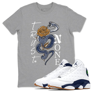 13s Midnight Navy shirts to match jordans Trust None sneaker match tees Air Jordan 13 Midnight Navy SNRT Sneaker Release Tees unisex cotton Heather Grey 1 crew neck shirts