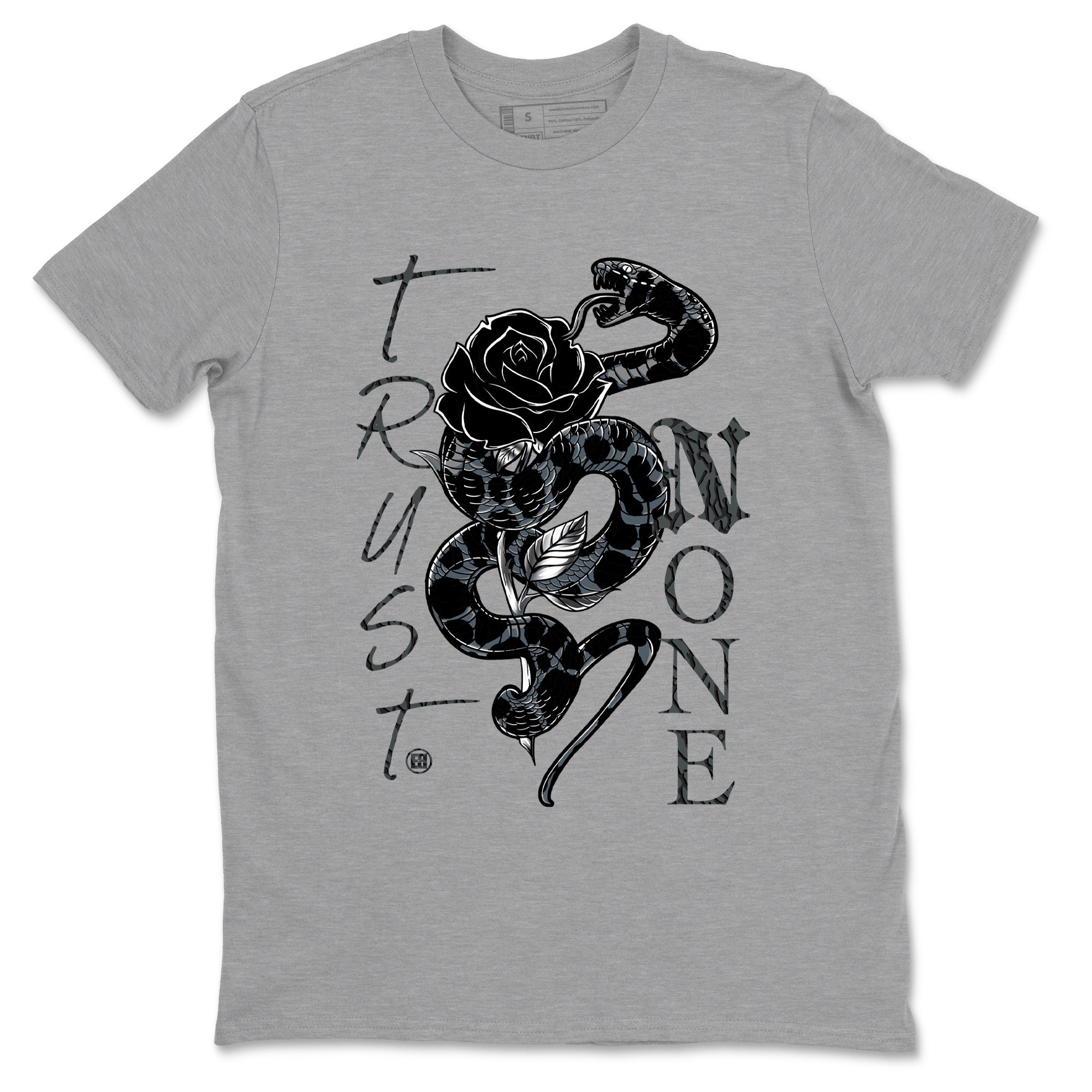 Air Jordan 3 Black Cat shirts to match jordans Trust None sneaker match tees Jordan 3 Retro Black Cat best t shirts to wear with jordans SNRT Sneaker Tees unisex cotton Heather Grey 2 shirts