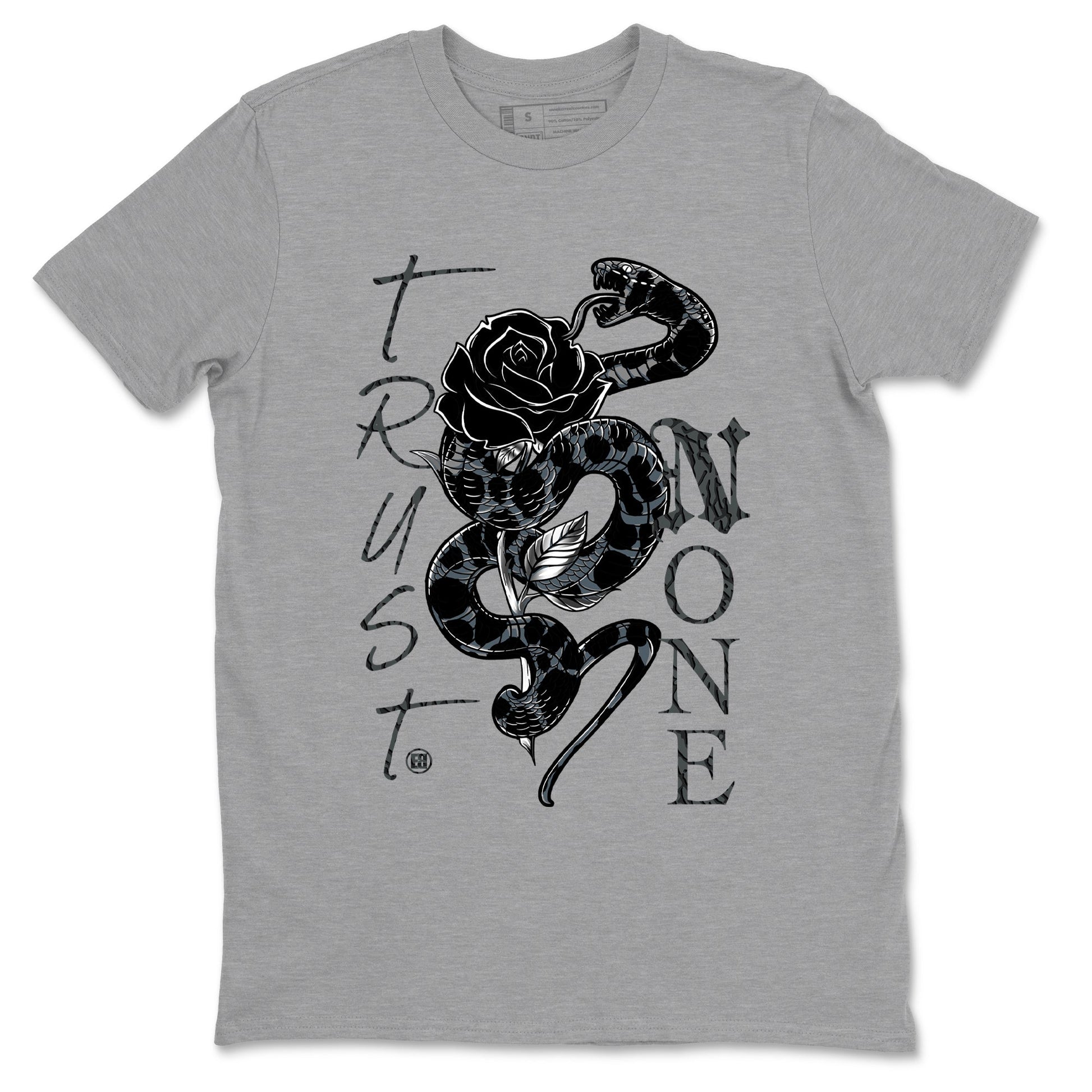 Air Jordan 3 Black Cat shirts to match jordans Trust None sneaker match tees Jordan 3 Retro Black Cat best t shirts to wear with jordans SNRT Sneaker Tees unisex cotton Heather Grey 2 shirts