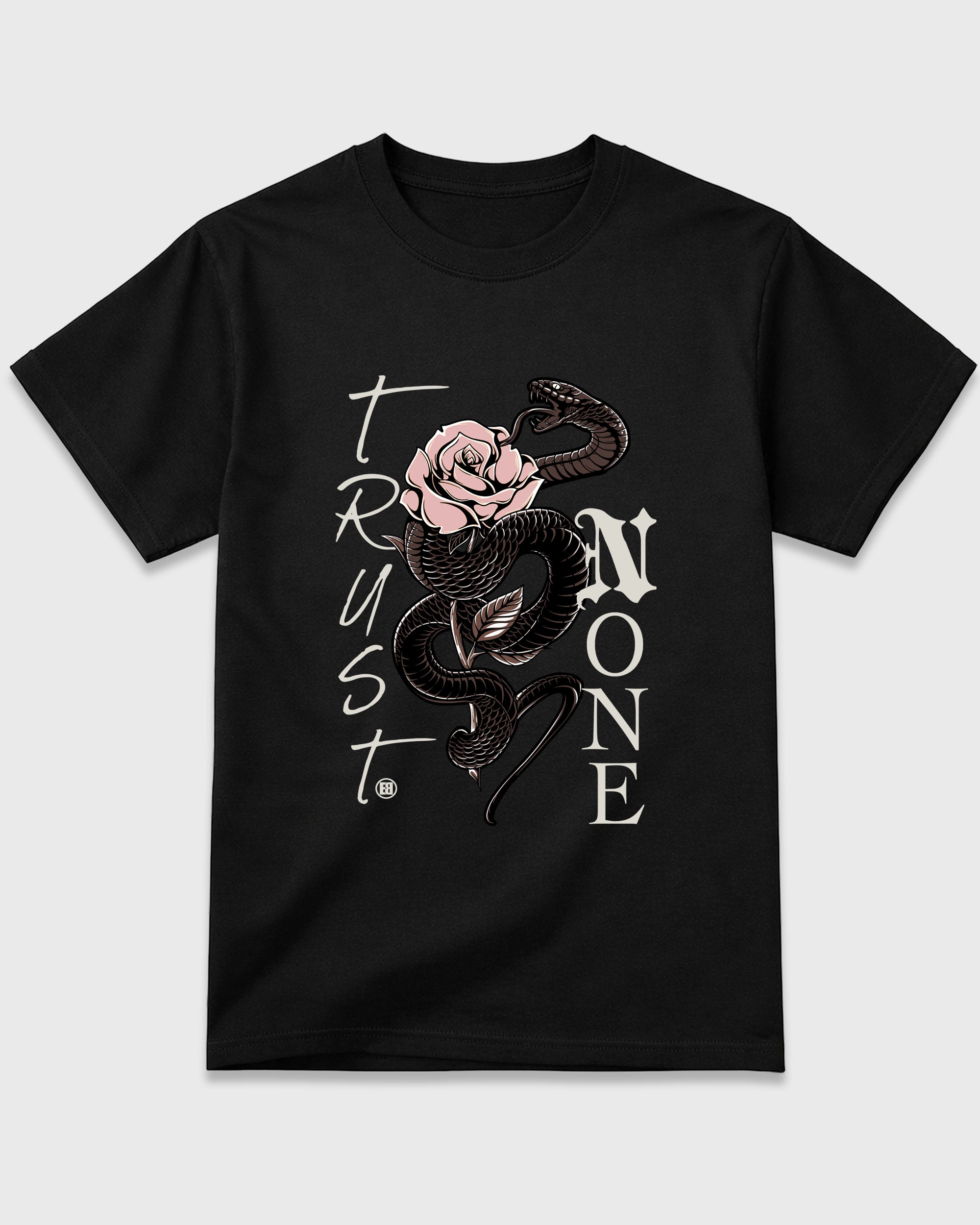 Trust None Graphic T-Shirt featuring original streetwear artwork designed to match the Air Jordan 3 Fireside. Black 2 Graphic T-Shirt.