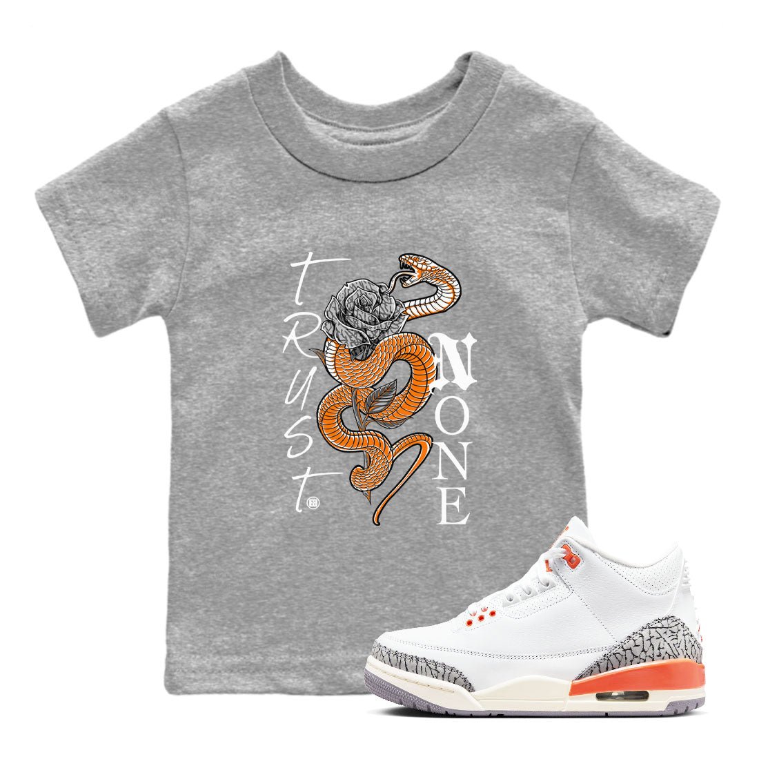 3s Georgia Peach shirt to match jordans Trust None sneaker tees Air Jordan 3 Retro Georgia Peach SNRT Sneaker release tees baby toddler Heather Grey 1 cotton Shirt