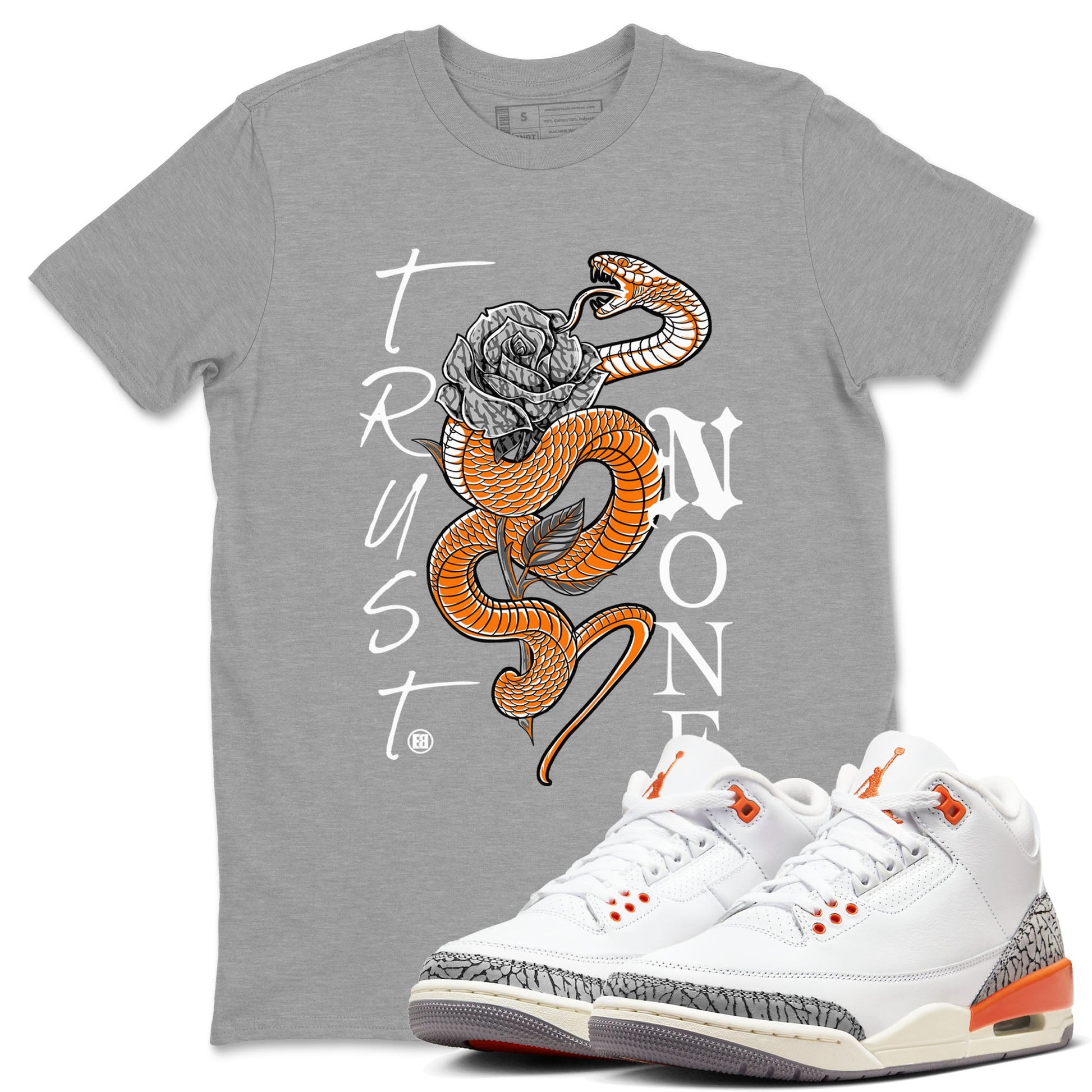 3s Georgia Peach shirt to match jordans Trust None sneaker tees Air Jordan 3 Retro Georgia Peach SNRT Sneaker Release Tees unisex cotton Heather Grey 1 crew neck shirt