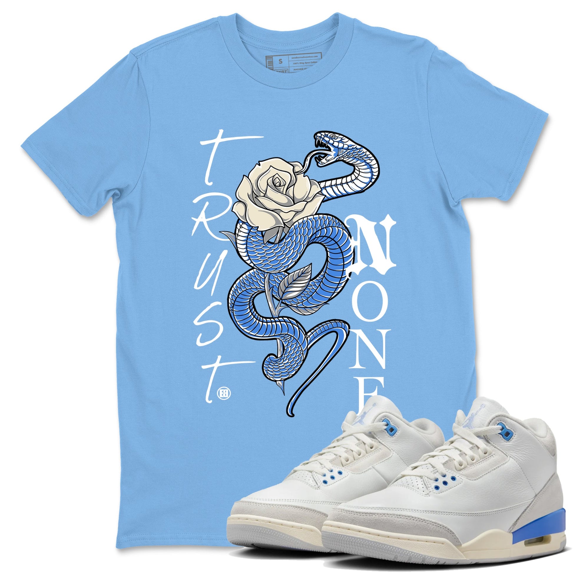 Air Jordan 3 Lucky Shorts shirts to match jordans Trust None sneaker match tees Air Jordan 3 Retro Lucky Shorts match shoes to clothes SNRT Sneaker Tees unisex cotton Carolina Blue 1 shirts