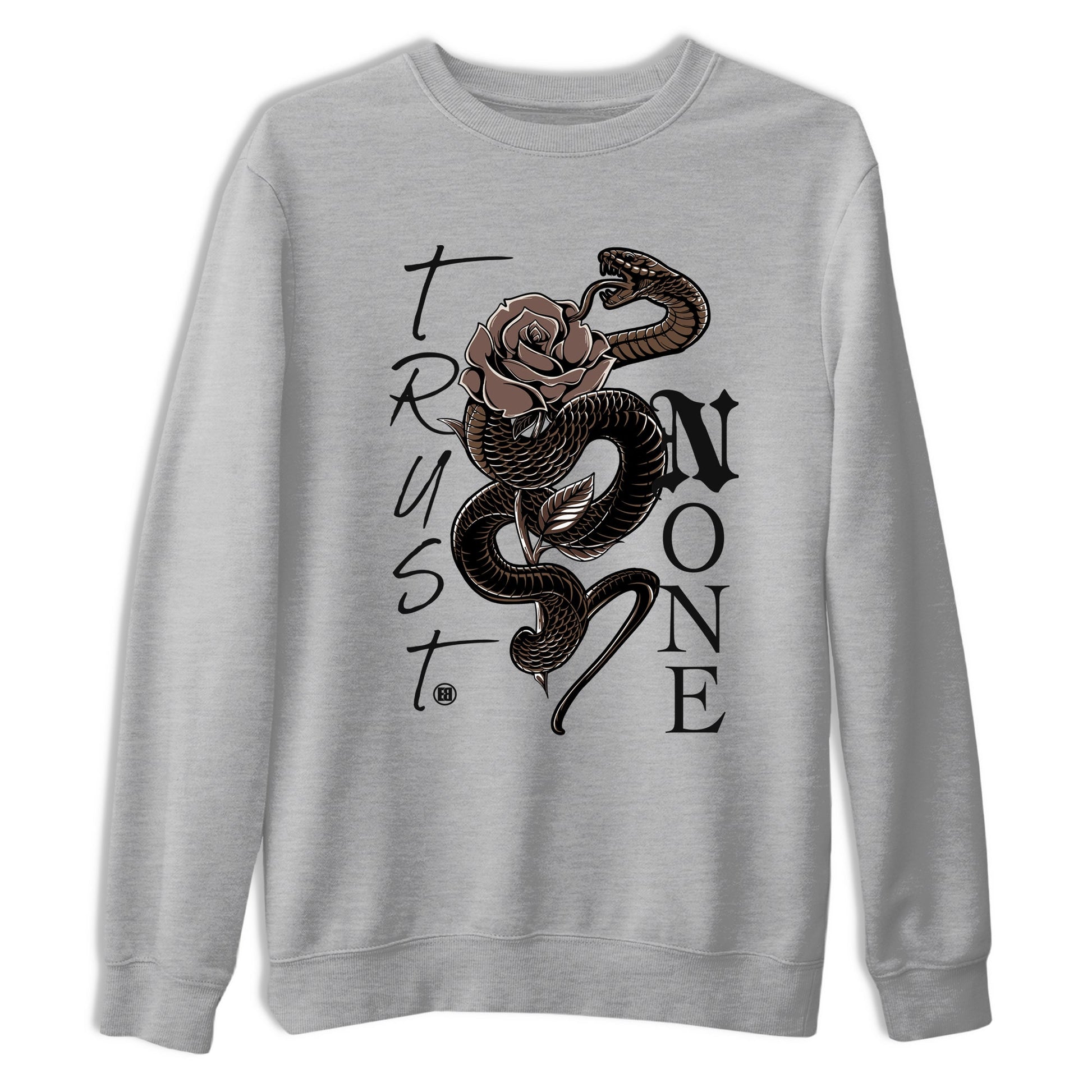 Sneaker match tees – Sneaker Tees To Match Air Jordan 4 A Ma Maniere x Dark Mocha Shoes – Trust None Tee Heather Grey 2
