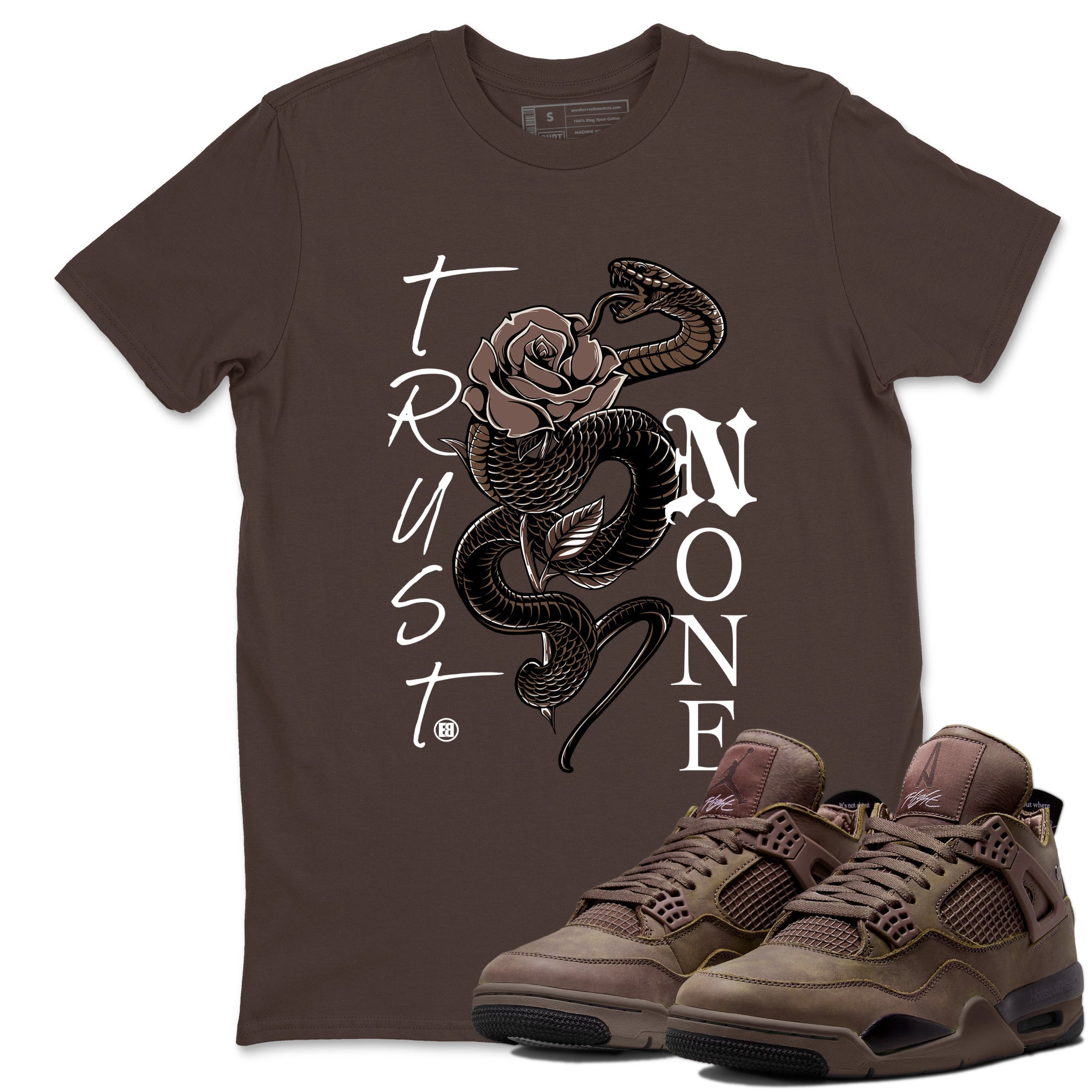 Sneaker match tees – Sneaker Tees To Match Air Jordan 4 A Ma Maniere x Dark Mocha Shoes – Trust None Tee Dark Chocolate 1