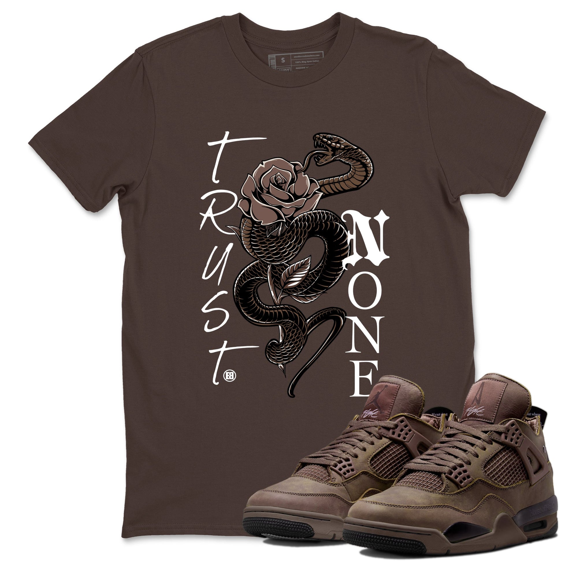 Sneaker match tees – Sneaker Tees To Match Air Jordan 4 A Ma Maniere x Dark Mocha Shoes – Trust None Tee Dark Chocolate 1