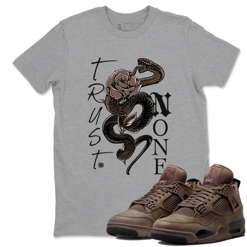 Sneaker match tees – Sneaker Tees To Match Air Jordan 4 A Ma Maniere x Dark Mocha Shoes – Trust None Tee Heather Grey 1
