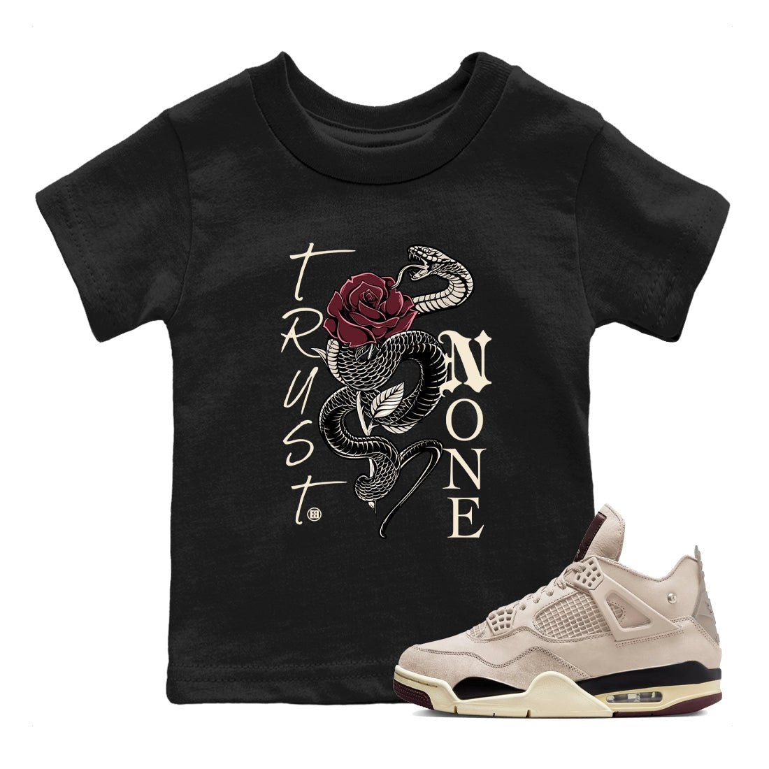 4s A Ma Maniere x Fossil Stone shirts to match jordans Trust None sneaker match tees Air Jordan 4 A Ma Maniere x Fossil Stone match shoes to clothes SNRT Sneaker Tees Youth Baby Black 1 tee