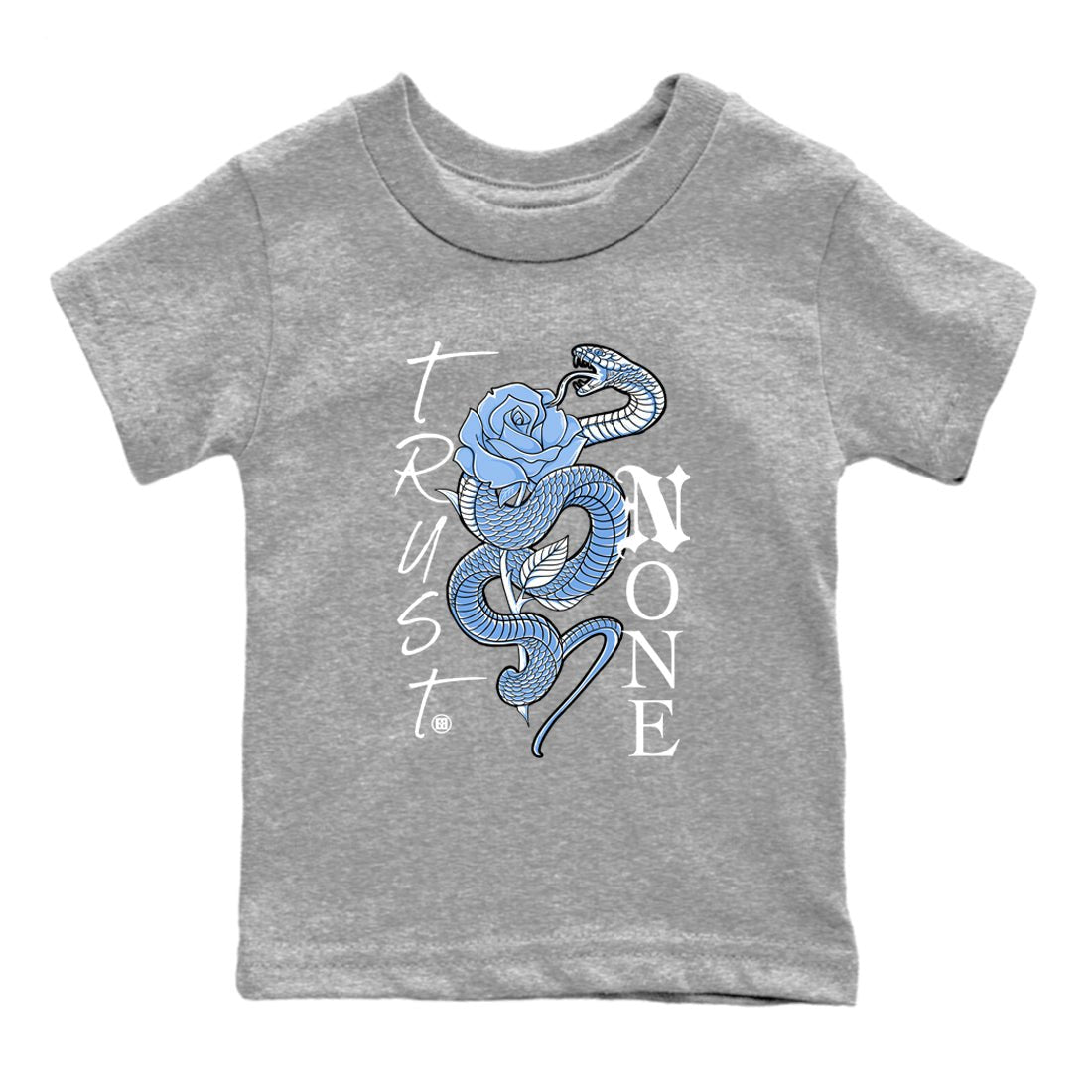 4s Forget Me Not shirts to match jordans Trust None graphic tees Air Jordan 4 Forget Me Not match shoes to clothes SNRT Sneaker Tees Youth Baby Heather Grey 2 tee