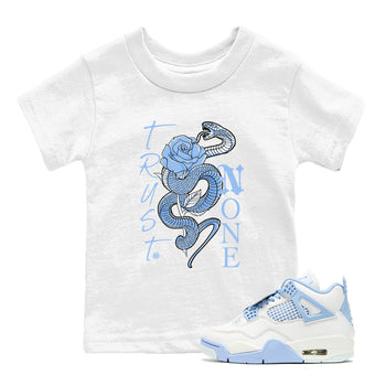 4s Forget Me Not shirts to match jordans Trust None graphic tees Air Jordan 4 Forget Me Not match shoes to clothes SNRT Sneaker Tees Youth Baby White 1 tee