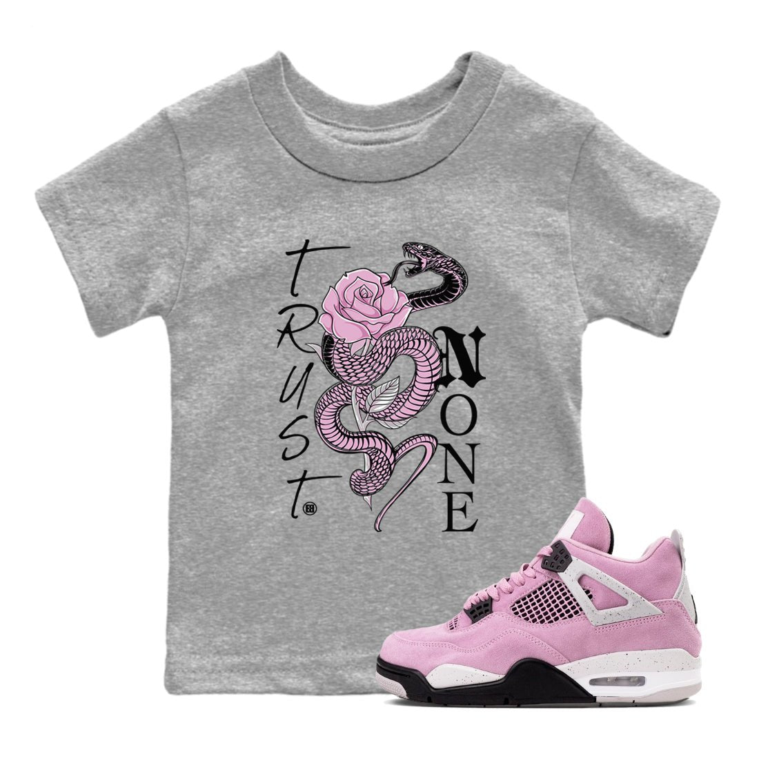 4s Retro Orchid shirts to match jordans Trust None sneaker match tees Air Jordan 4 WMNS Orchid match shoes to clothes SNRT Sneaker Tees Youth Baby Heather Grey 1 tee