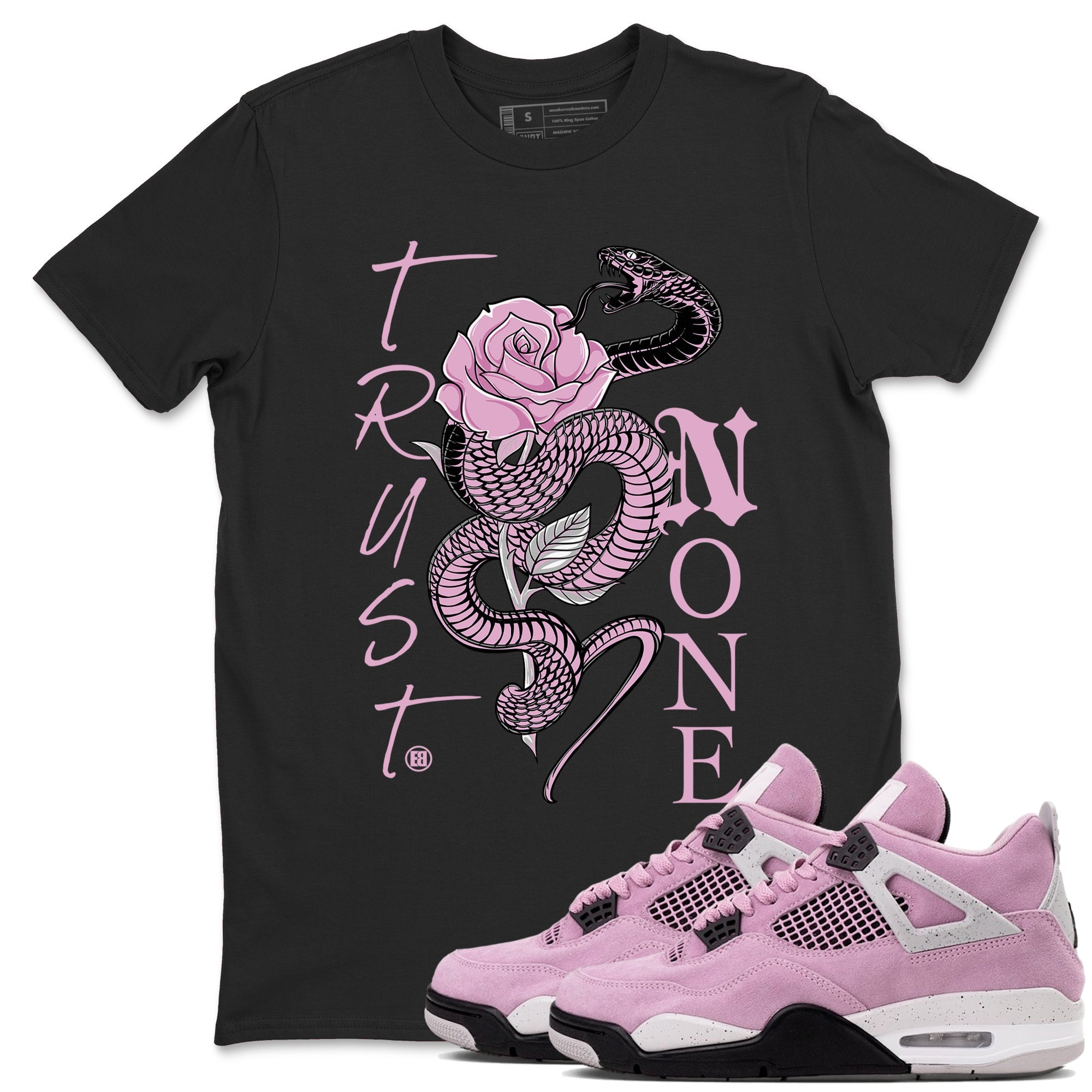 4s Retro Orchid shirts to match jordans Trust None sneaker match tees Air Jordan 4 WMNS Orchid match shoes to clothes SNRT Sneaker Tees unisex cotton Black 1 shirts