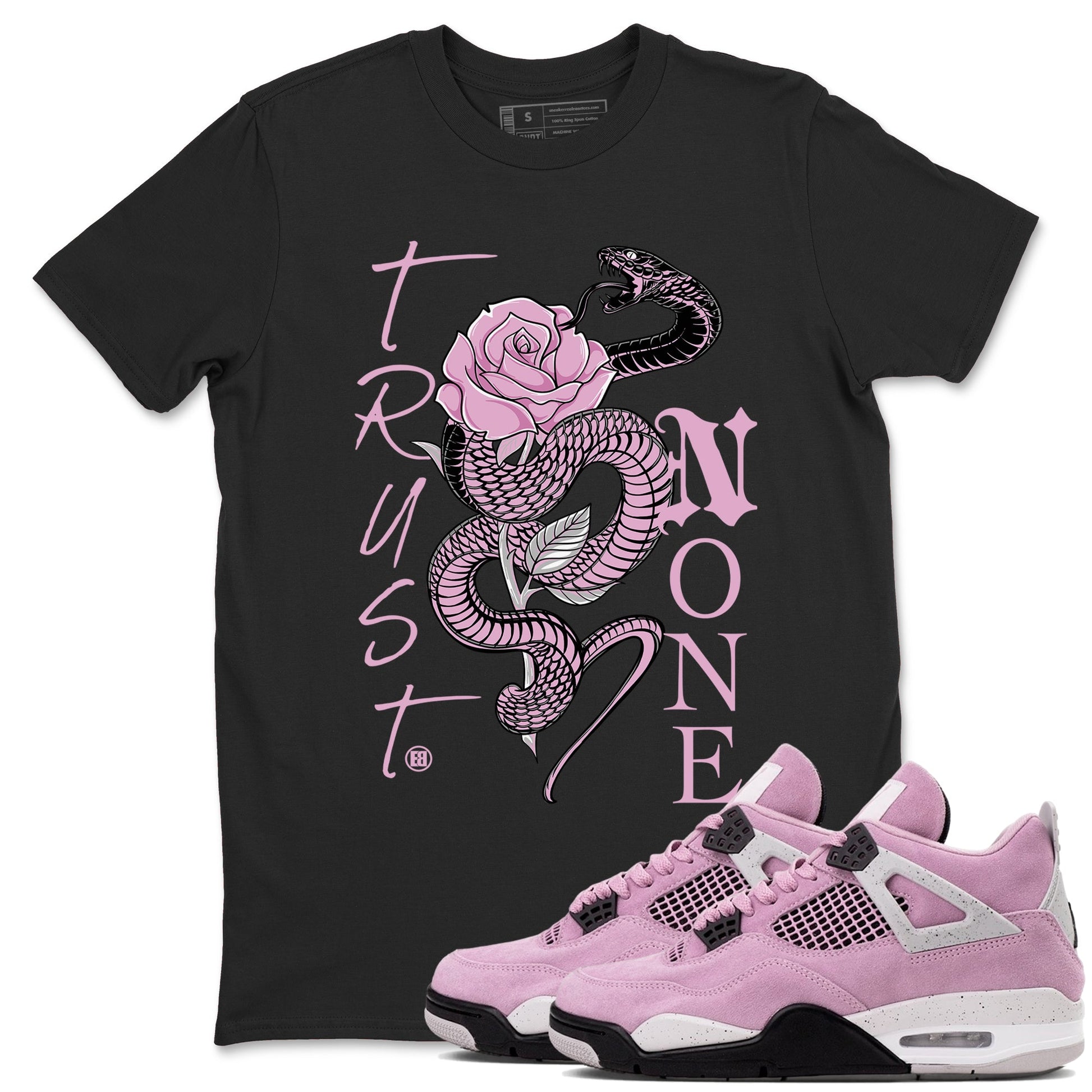 4s Retro Orchid shirts to match jordans Trust None sneaker match tees Air Jordan 4 WMNS Orchid match shoes to clothes SNRT Sneaker Tees unisex cotton Black 1 shirts