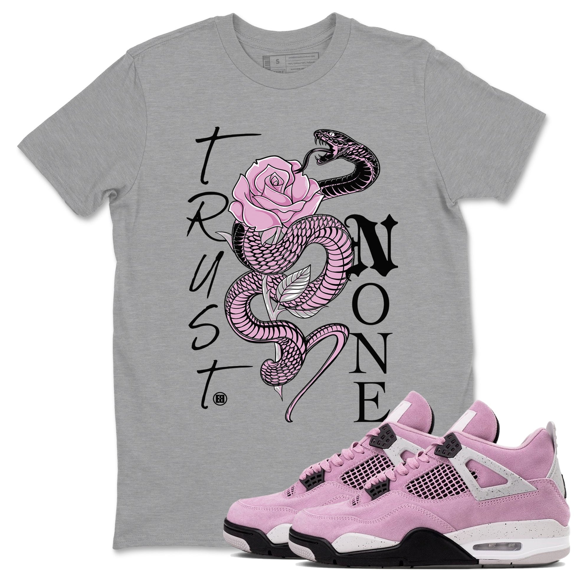4s Retro Orchid shirts to match jordans Trust None sneaker match tees Air Jordan 4 WMNS Orchid match shoes to clothes SNRT Sneaker Tees unisex cotton Heather Grey 1 shirts