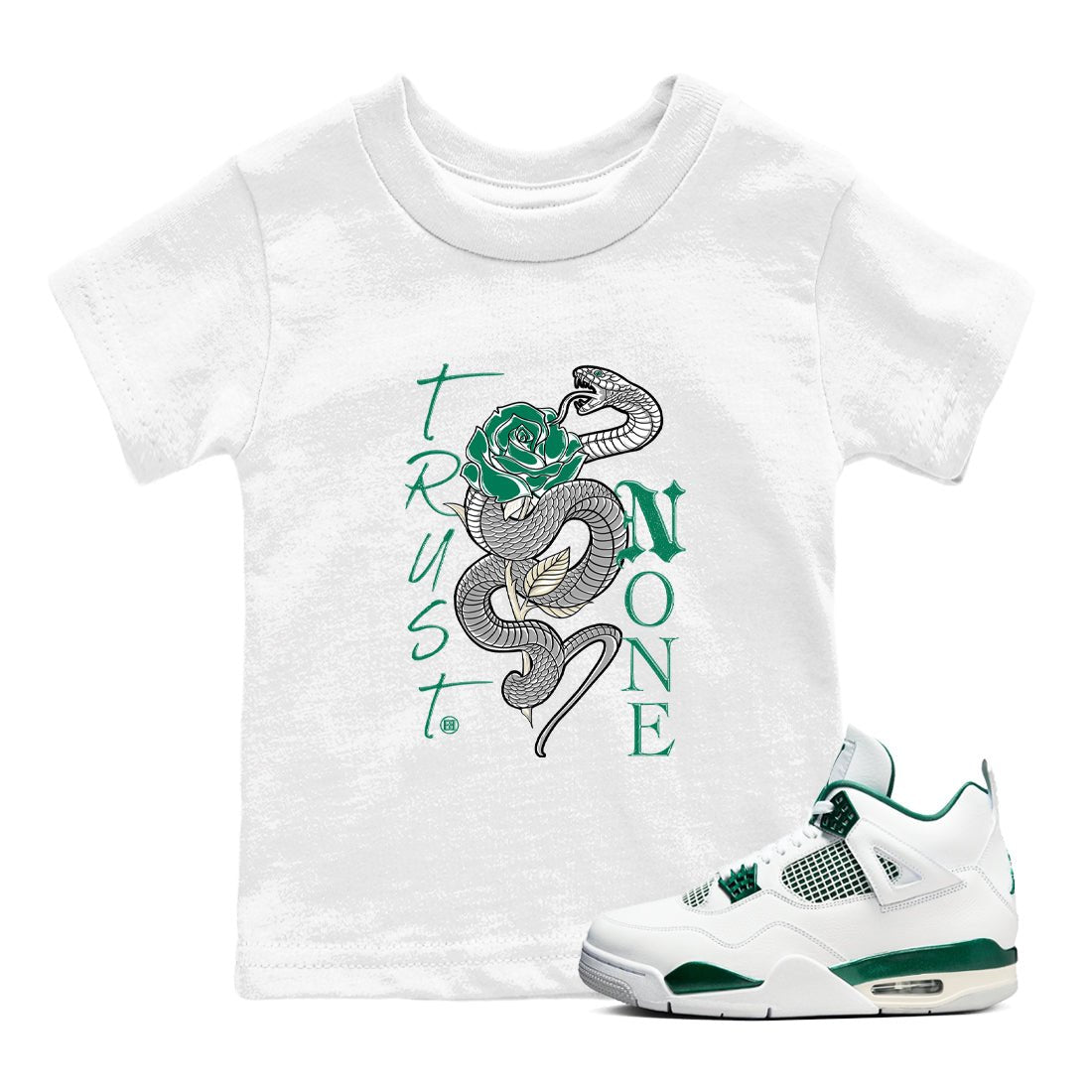 4s Oxidized Green shirts to match jordans Trust None sneaker match tees Air Jordan 4 Oxidized Green SNRT Sneaker Tees streetwear brand Baby and Youth White 1 cotton tee