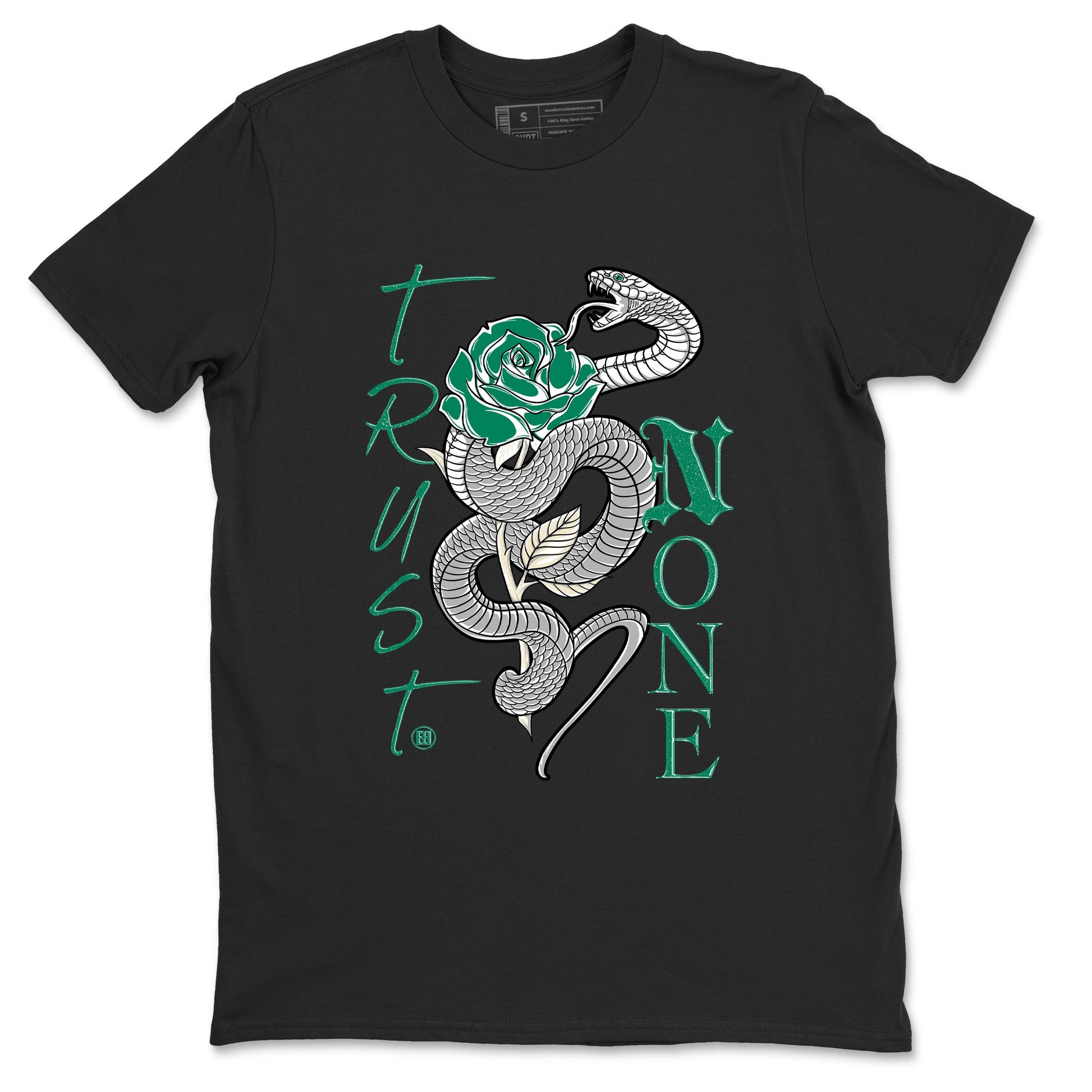 4s Oxidized Green shirts to match jordans Trust None sneaker match tees Air Jordan 4 Oxidized Green SNRT Sneaker Tees streetwear brand Black 2 unisex cotton tee