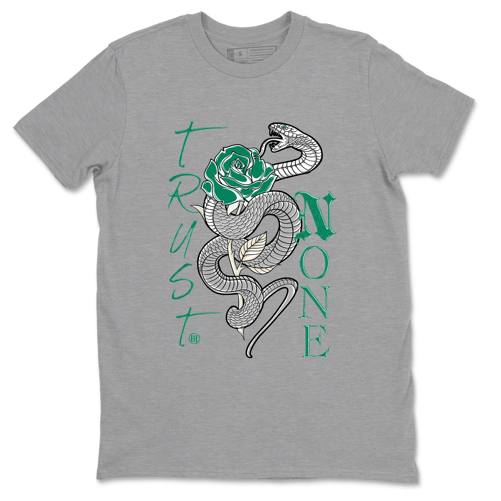 4s Oxidized Green shirts to match jordans Trust None sneaker match tees Air Jordan 4 Oxidized Green SNRT Sneaker Tees streetwear brand Heather Grey 2 unisex cotton tee