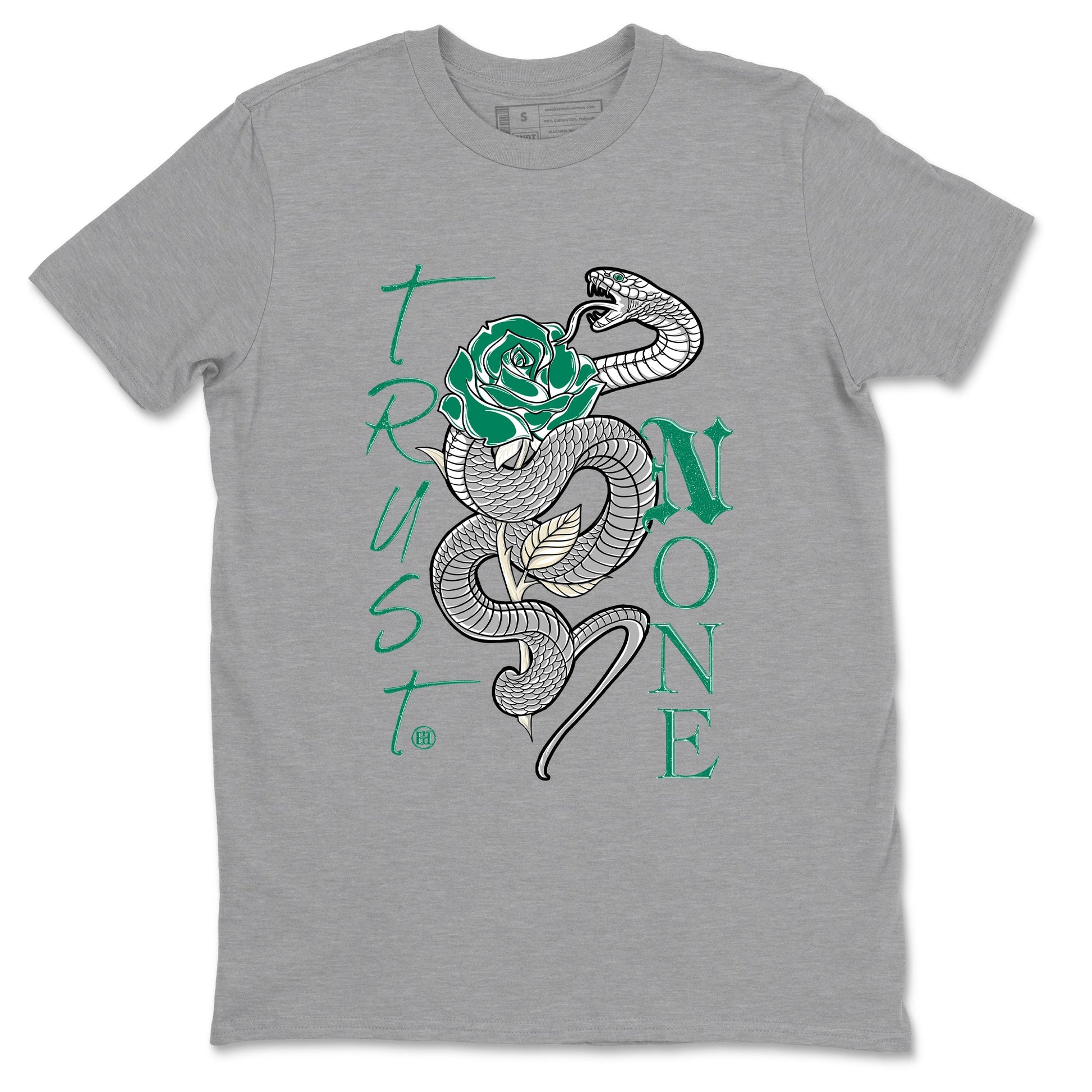 4s Oxidized Green shirts to match jordans Trust None sneaker match tees Air Jordan 4 Oxidized Green SNRT Sneaker Tees streetwear brand Heather Grey 2 unisex cotton tee