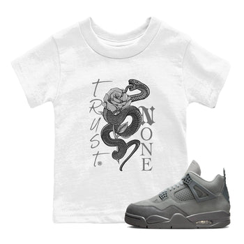 4s Wet Cement shirts to match jordans Trust None sneaker match tees Air Jordan 4 Wet Cement SNRT Sneaker Release Tees Youth Baby White 1 crew neck shirts