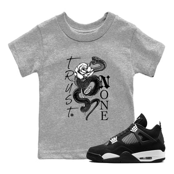 4s White Thunder shirts to match jordans Trust None sneaker match tees Air Jordan 4 Retro White Thunder SNRT Sneaker Release Tees Youth Baby Heather Grey 1 crew neck shirts