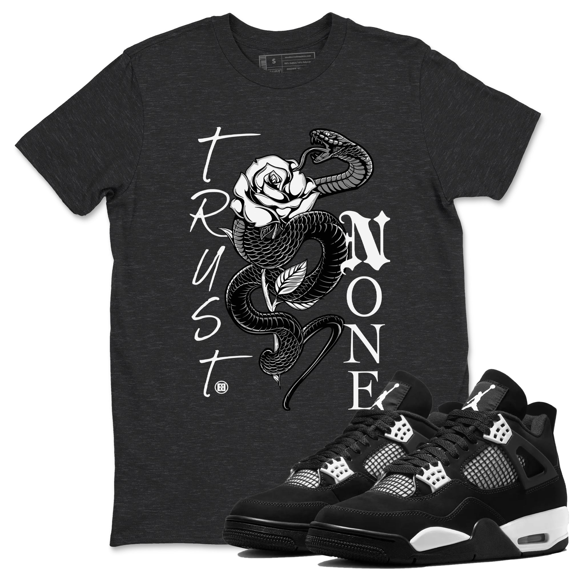 4s White Thunder shirts to match jordans Trust None sneaker match tees Air Jordan 4 Retro White Thunder SNRT Sneaker Release Tees unisex cotton Charcoal Heather 1 crew neck shirts