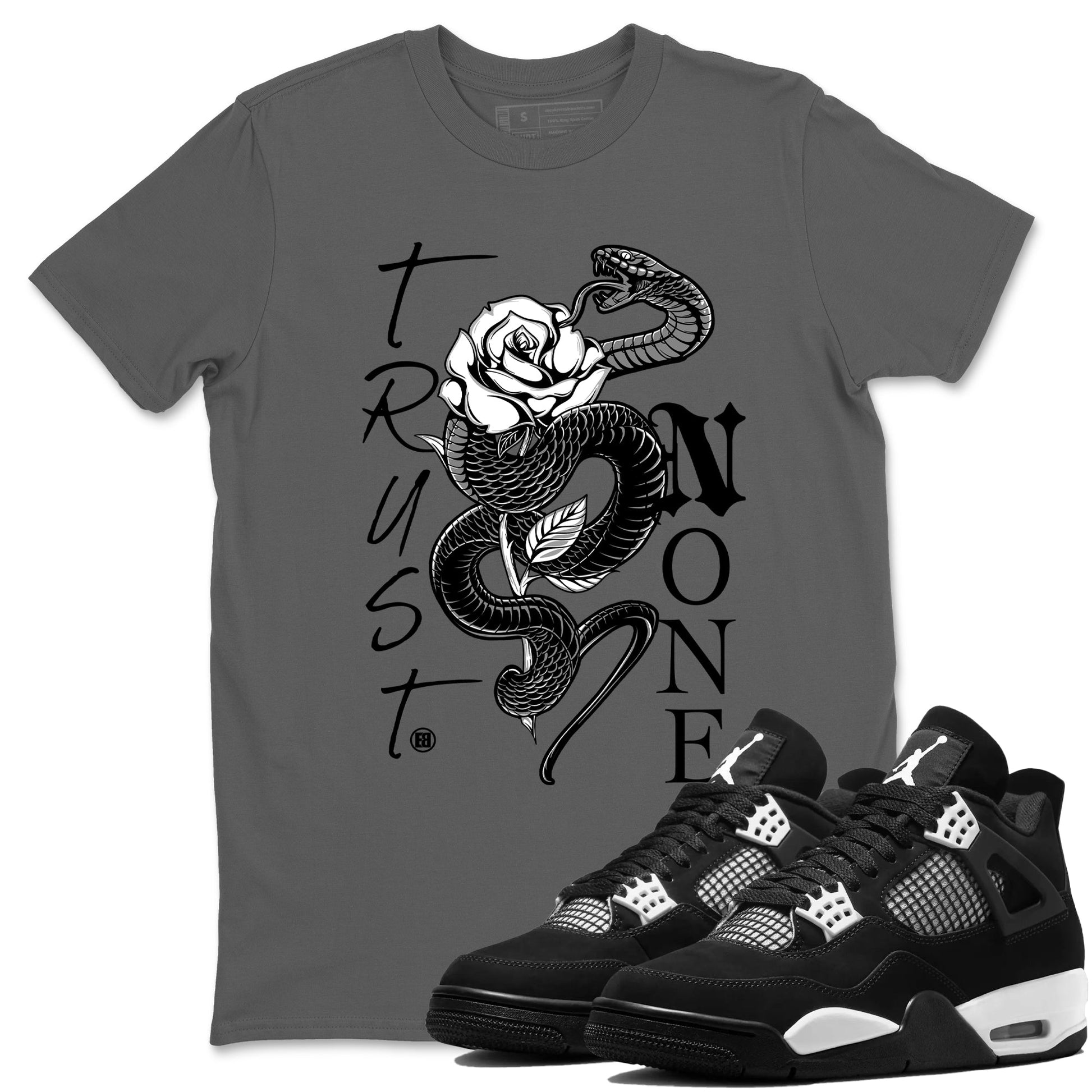4s White Thunder shirts to match jordans Trust None sneaker match tees Air Jordan 4 Retro White Thunder SNRT Sneaker Release Tees unisex cotton Cool Grey 1 crew neck shirts