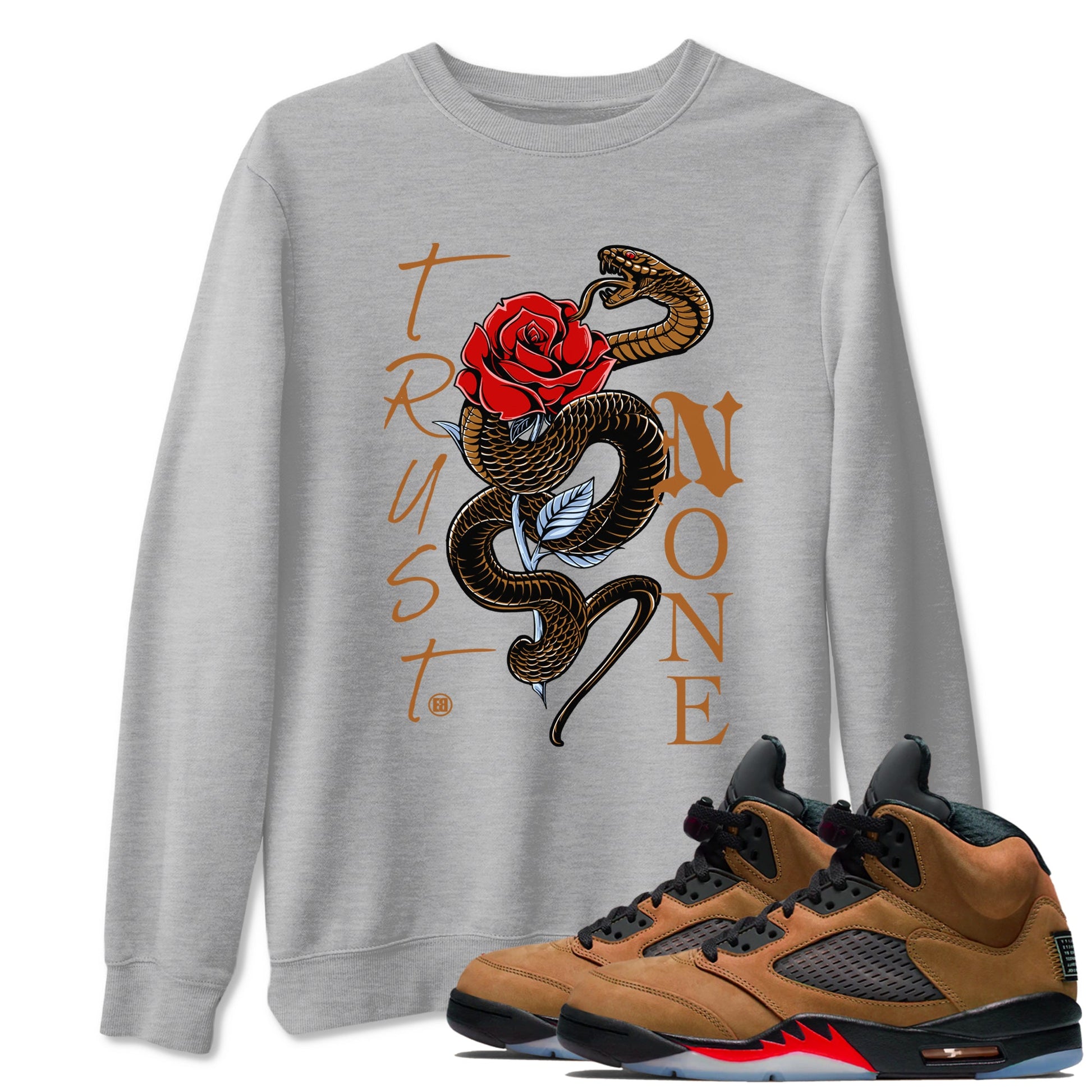 5s Archaeo Brown shirts to match jordans Trust None sneaker match tees Air Jordan 5 Archaeo Brown SNRT Sneaker Release Tees unisex cotton Heather Grey 1 crew neck shirts