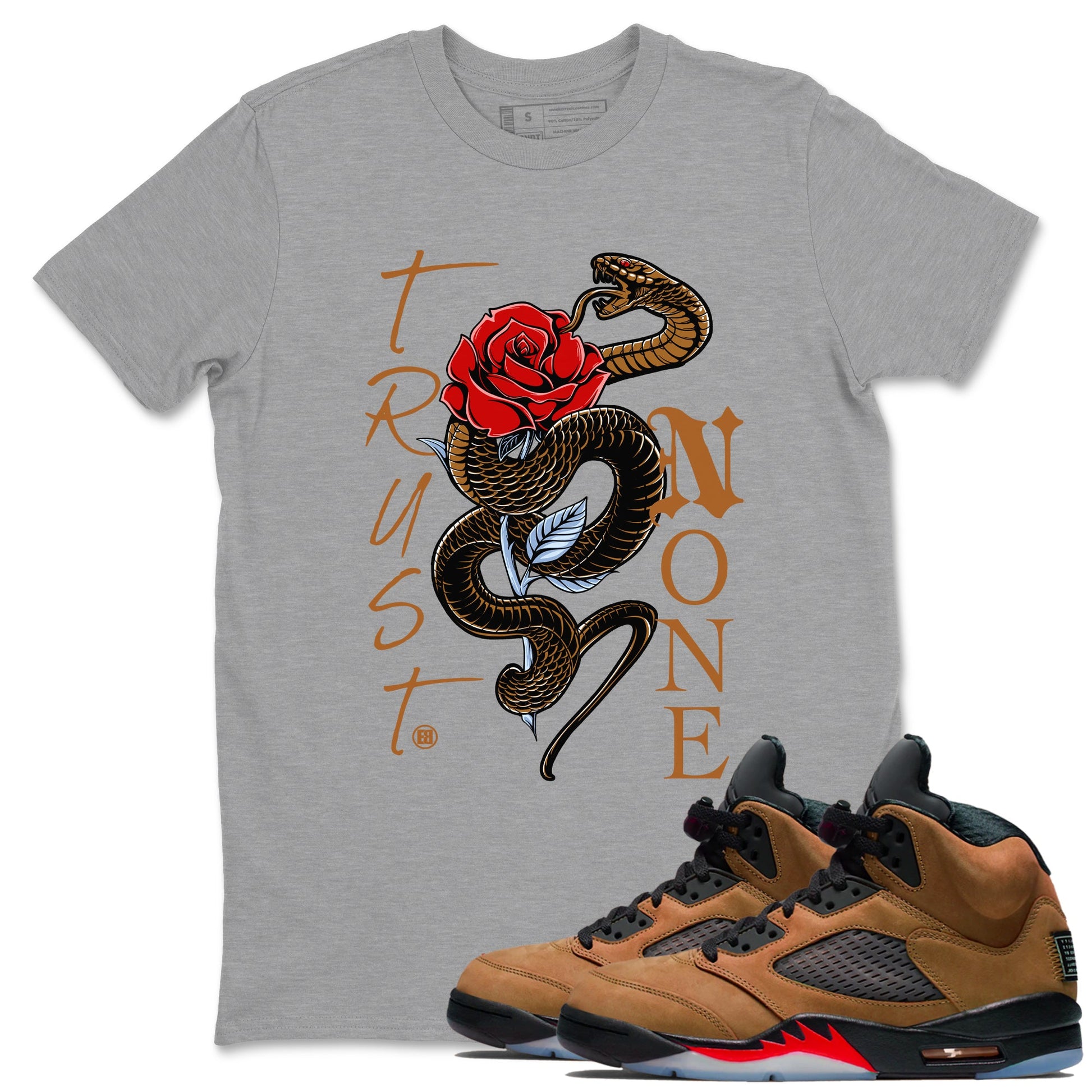 5s Archaeo Brown shirts to match jordans Trust None sneaker match tees Air Jordan 5 Archaeo Brown SNRT Sneaker Release Tees unisex cotton Heather Grey 1 crew neck shirts