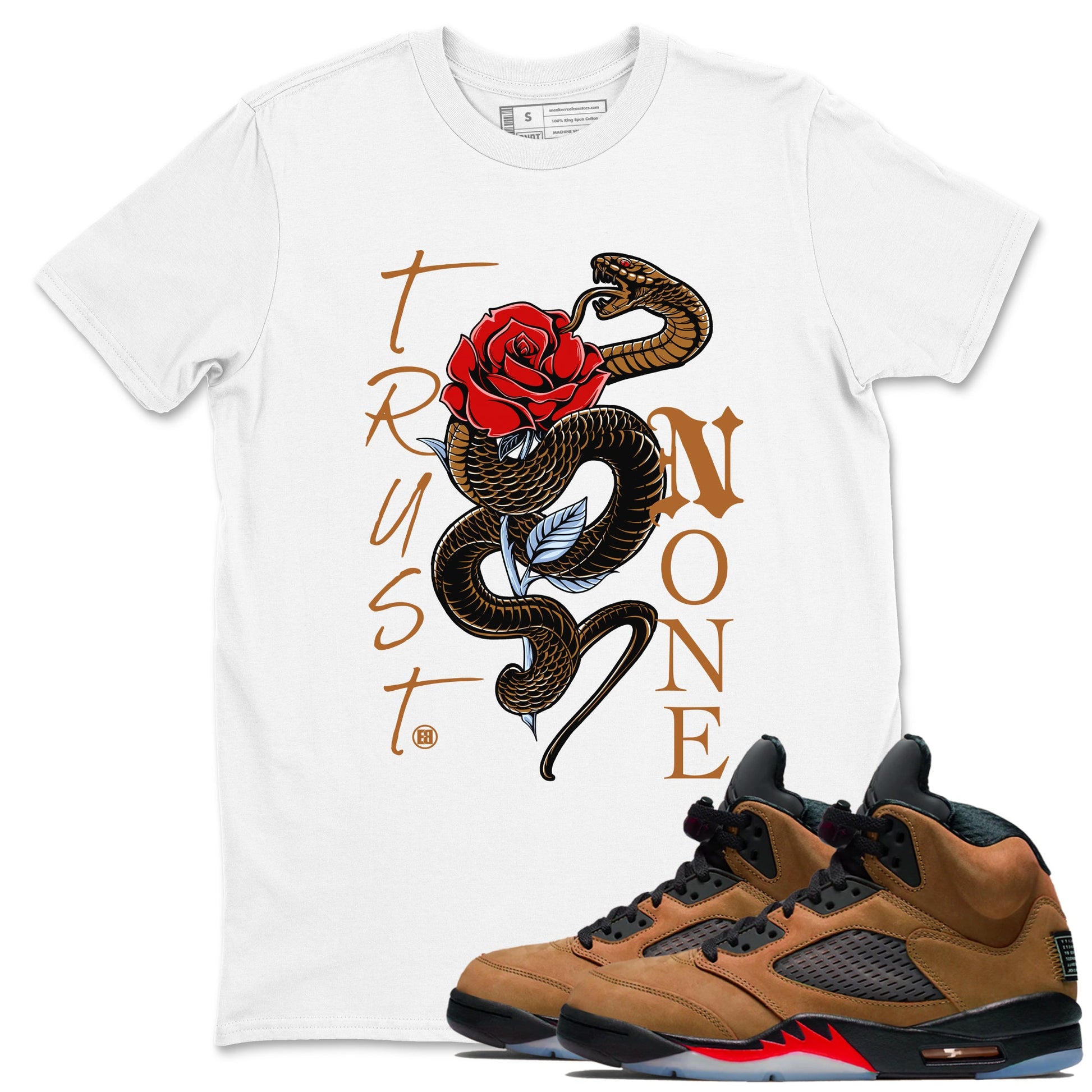 5s Archaeo Brown shirts to match jordans Trust None sneaker match tees Air Jordan 5 Archaeo Brown SNRT Sneaker Release Tees unisex cotton White 1 crew neck shirts