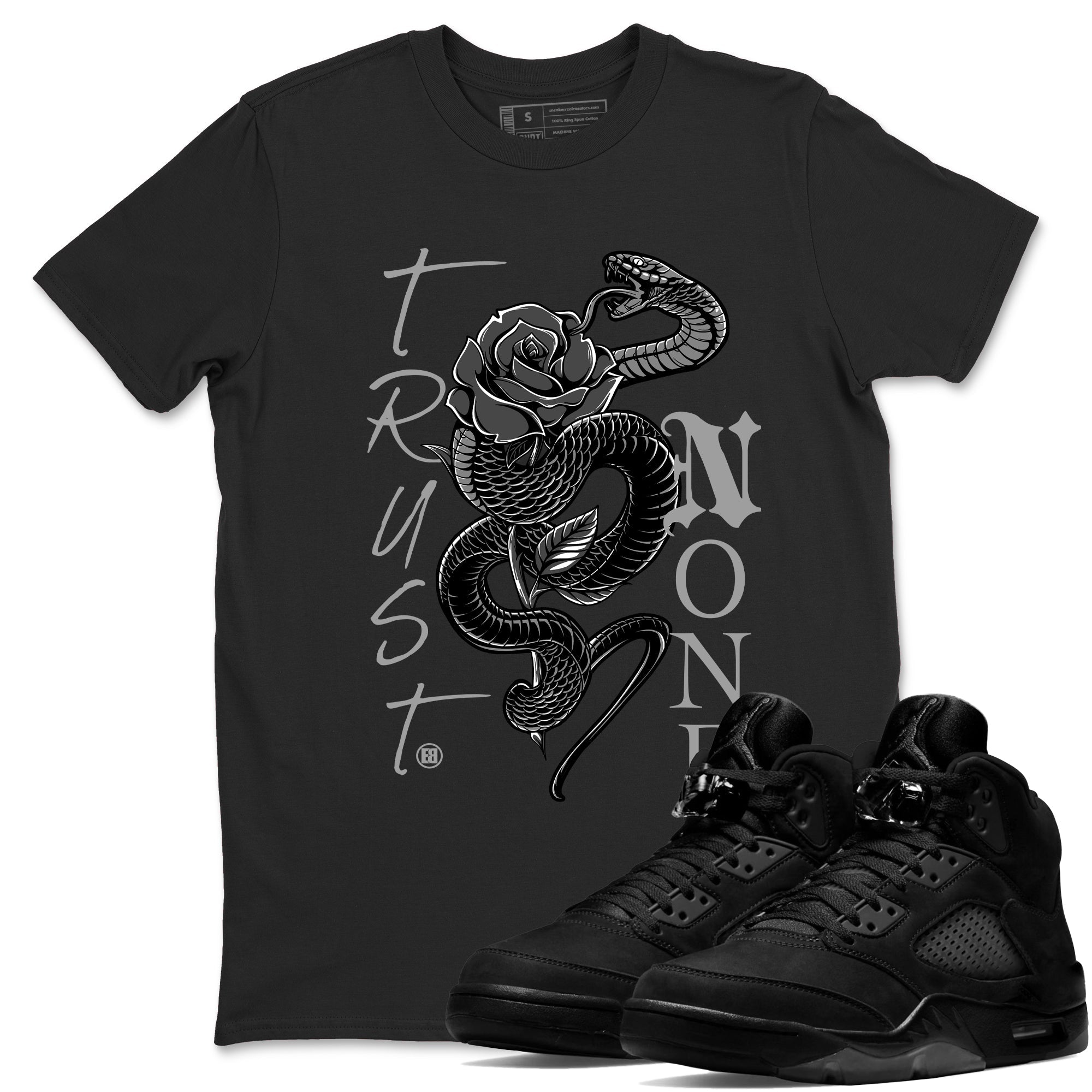 5s Black Cat shirts to match jordans Trust None sneaker match tees Air Jordan 5 Black Cat match shoes to clothes SNRT Sneaker Tees unisex cotton Black 1 shirts