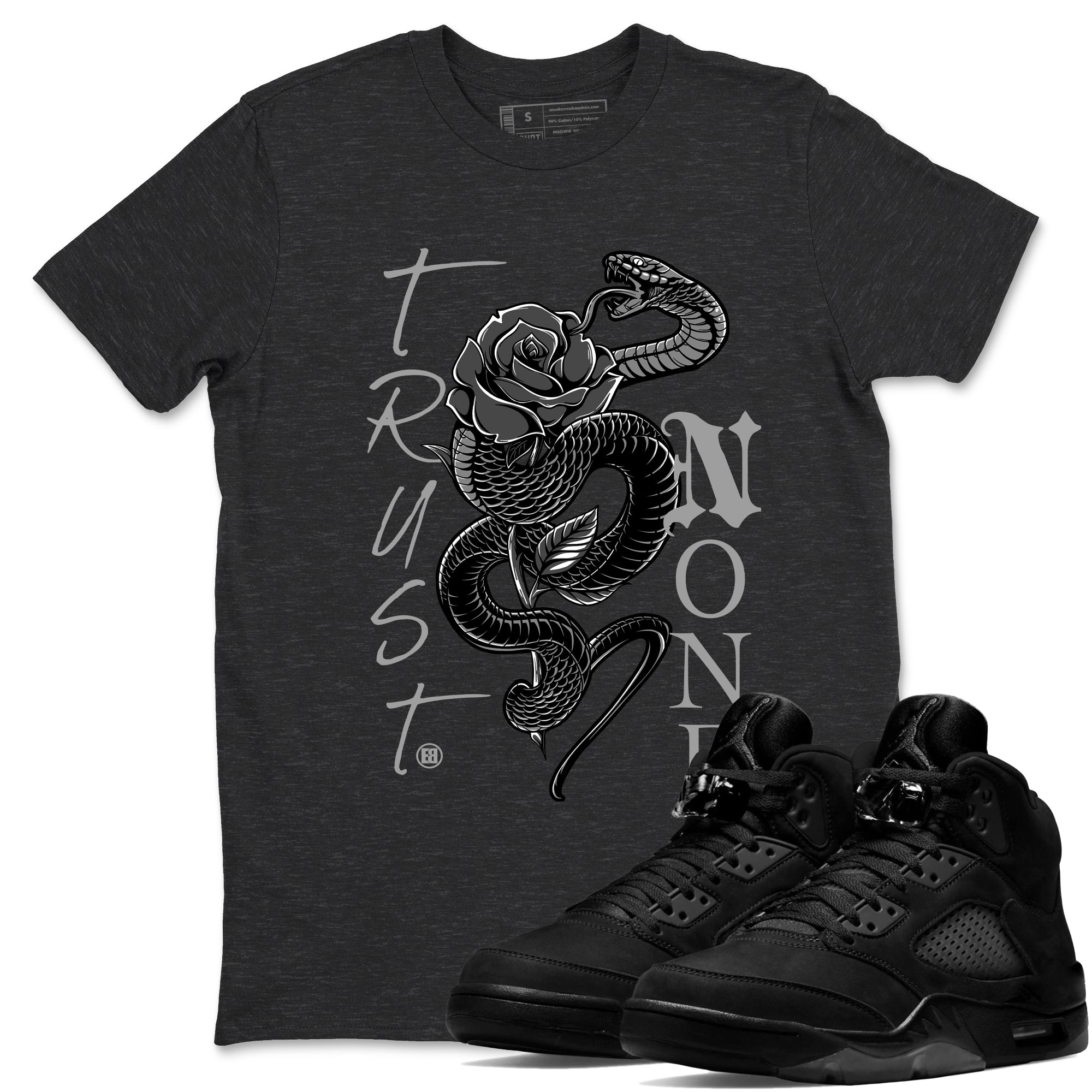 5s Black Cat shirts to match jordans Trust None sneaker match tees Air Jordan 5 Black Cat match shoes to clothes SNRT Sneaker Tees unisex cotton Charcoal Heather 1 shirts